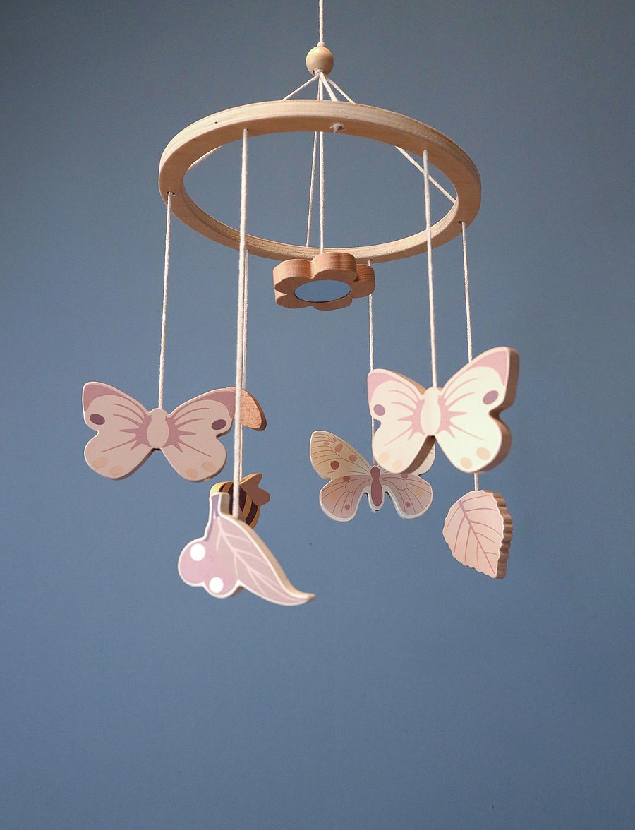 Cam Cam Copenhagen - Wooden Cot Mobile, FSC 100 % - sengetid - butterflies - 0