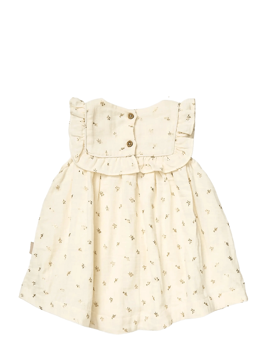 Cam Cam Copenhagen - Betty Dress, 80 cm - GOTS - Gold Flower - kūdikių suknelės trumpomis rankovėmis - gold flower - 2