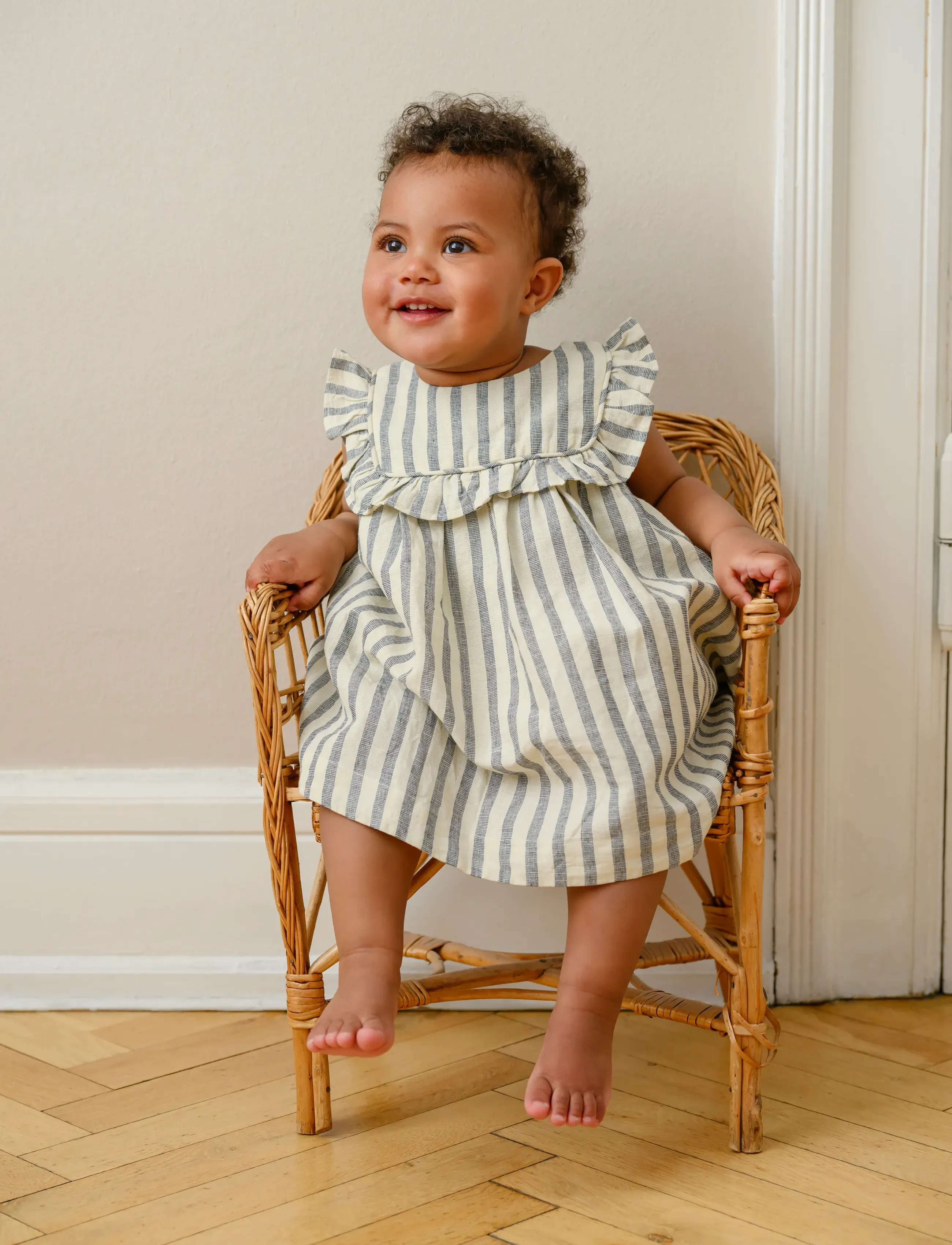 Cam Cam Copenhagen Betty Dress, 80 cm - Gots - Gold Flower, 68, Cream, Babykjoler > Kortærmede Babykjoler, Børn