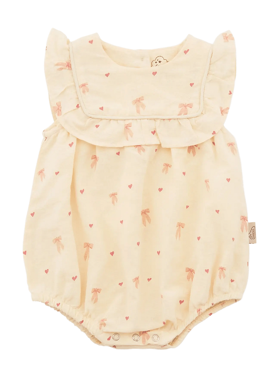 Cam Cam Copenhagen - Edith Romper, 74 cm - GOTS - Gold Flower - Ärmellose bodys - bows - 1