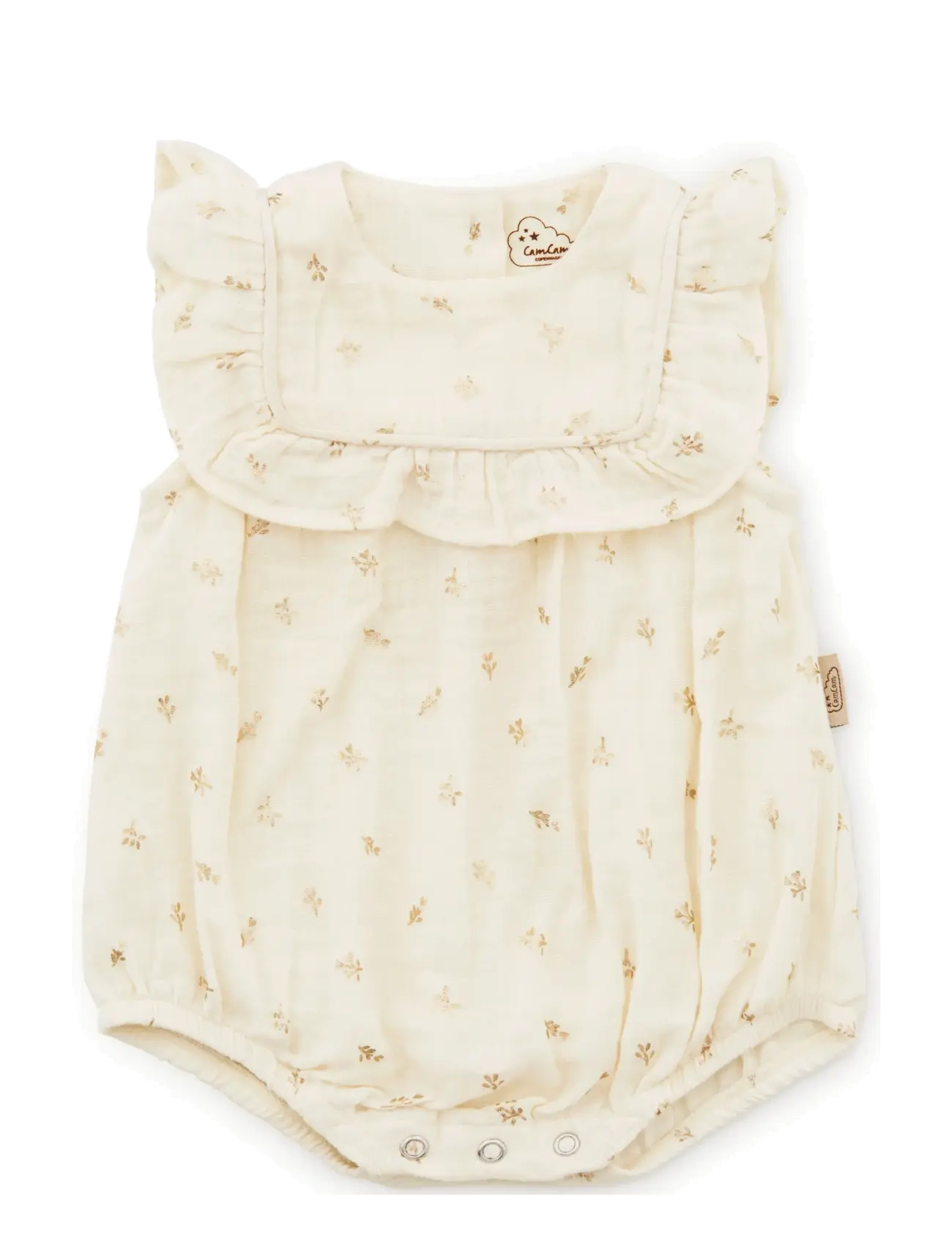 Cam Cam Copenhagen Edith Romper, 80 cm - GOTS - Gold Flower - Bodyer uden ærmer - GOLD FLOWER / cream