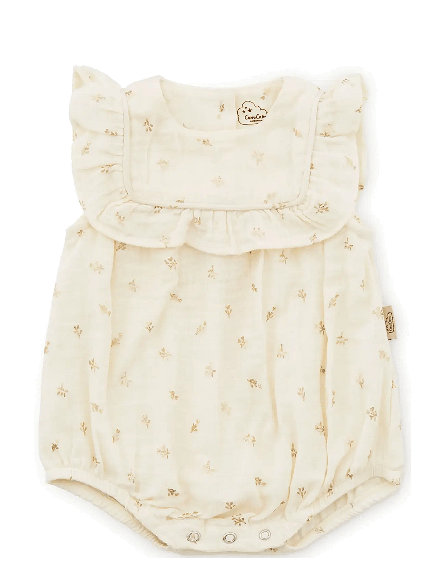 Cam Cam Copenhagen - Edith Romper, 74 cm - GOTS - Gold Flower - varrukateta bodid - gold flower - 1