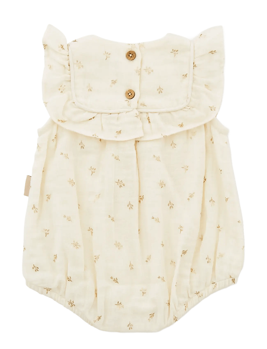 Cam Cam Copenhagen - Edith Romper, 74 cm - GOTS - Gold Flower - varrukateta bodid - gold flower - 2
