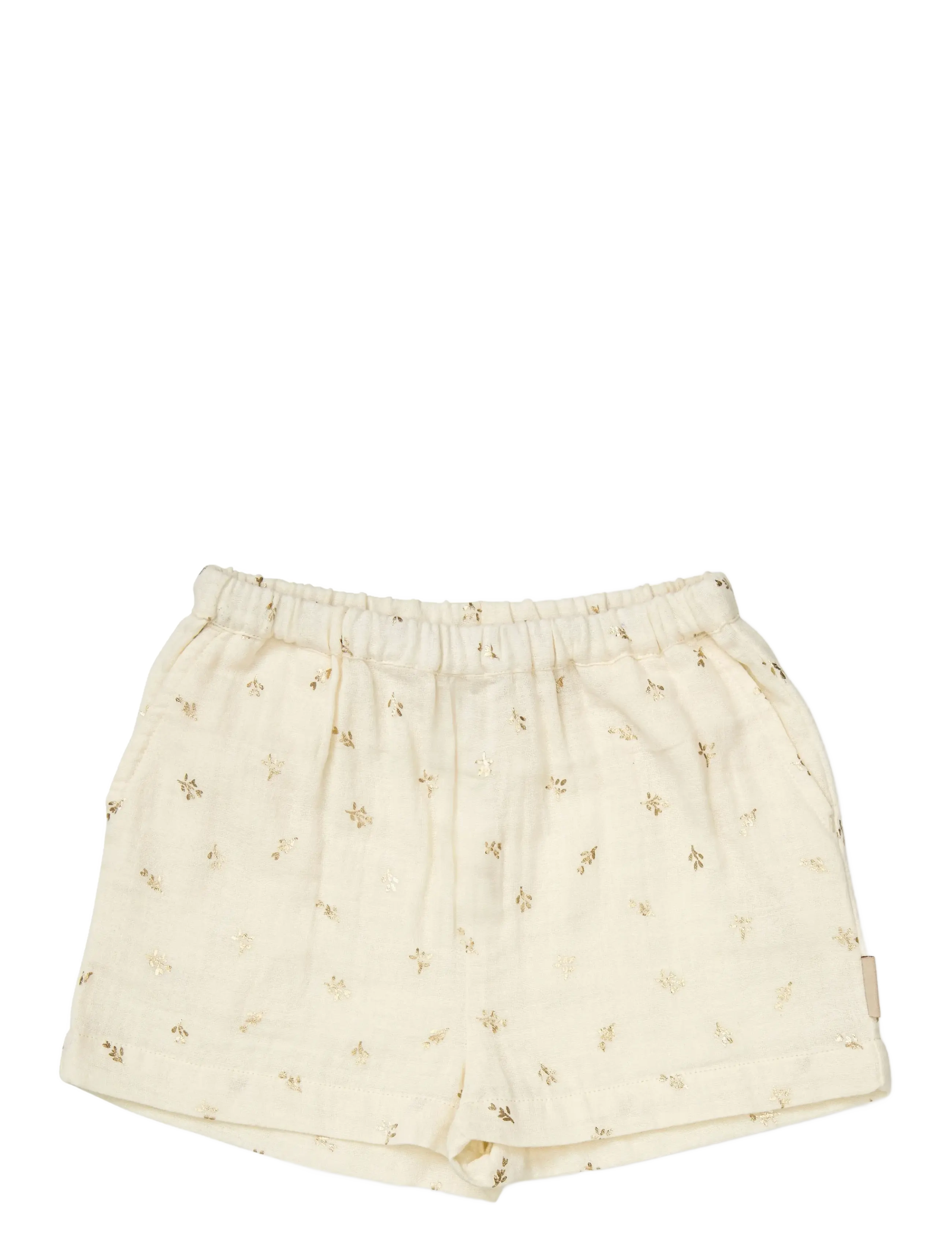 Cam Cam Copenhagen - Noa Shorts, 68 cm - GOTS - Beige Linen - casual shorts - gold flower - 1