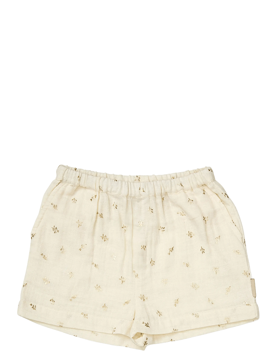 Cam Cam Copenhagen - Noa Shorts, 68 cm - GOTS - Beige Linen - casual shorts - gold flower - 1