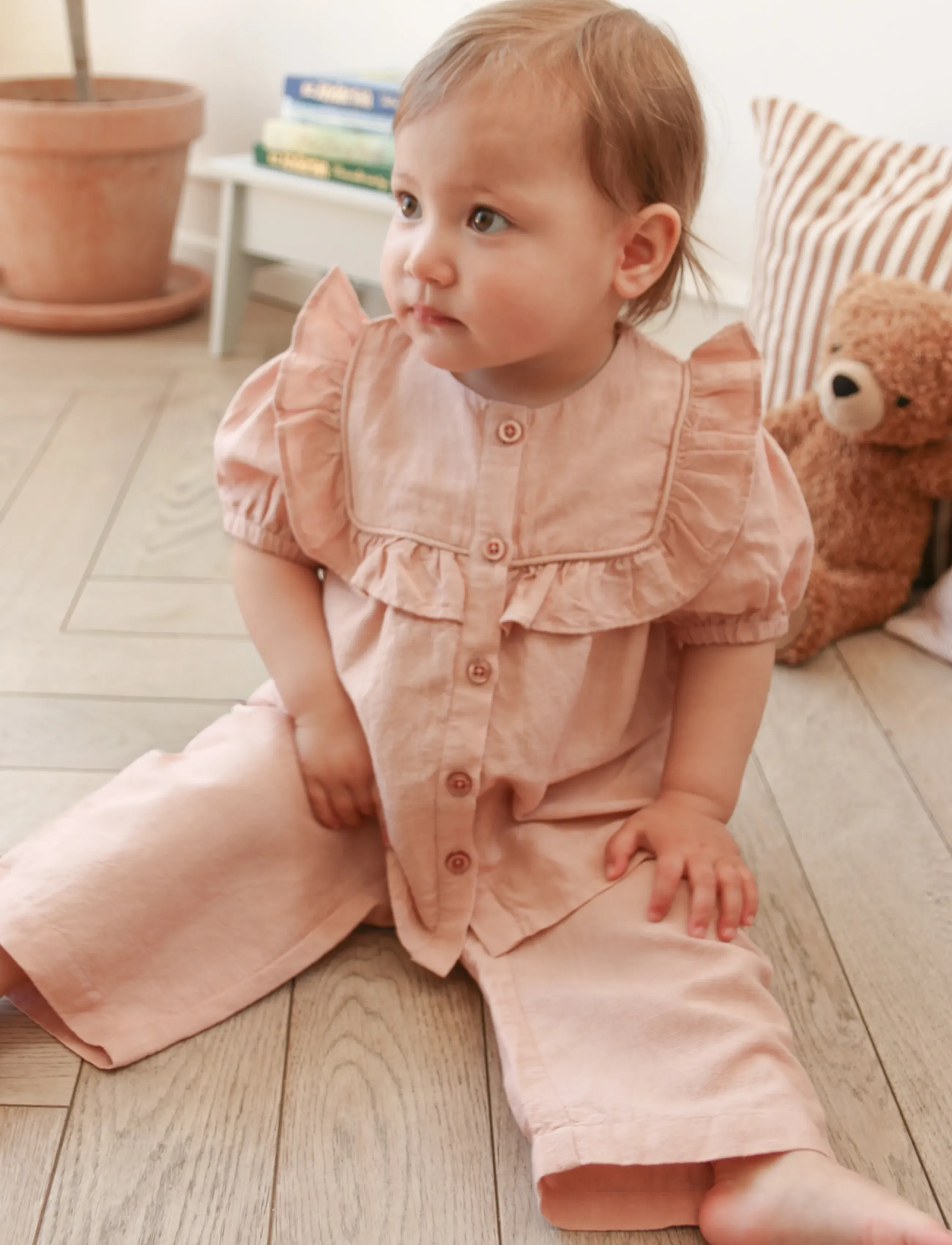 Cam Cam Copenhagen - Vilde Pants, 92 cm - GOTS - Summer Stripes - babybukser - coral - 3