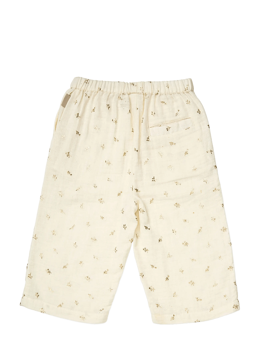Cam Cam Copenhagen - Vilde Pants, 92 cm - GOTS - Summer Stripes - babybroeken - gold flower - 2