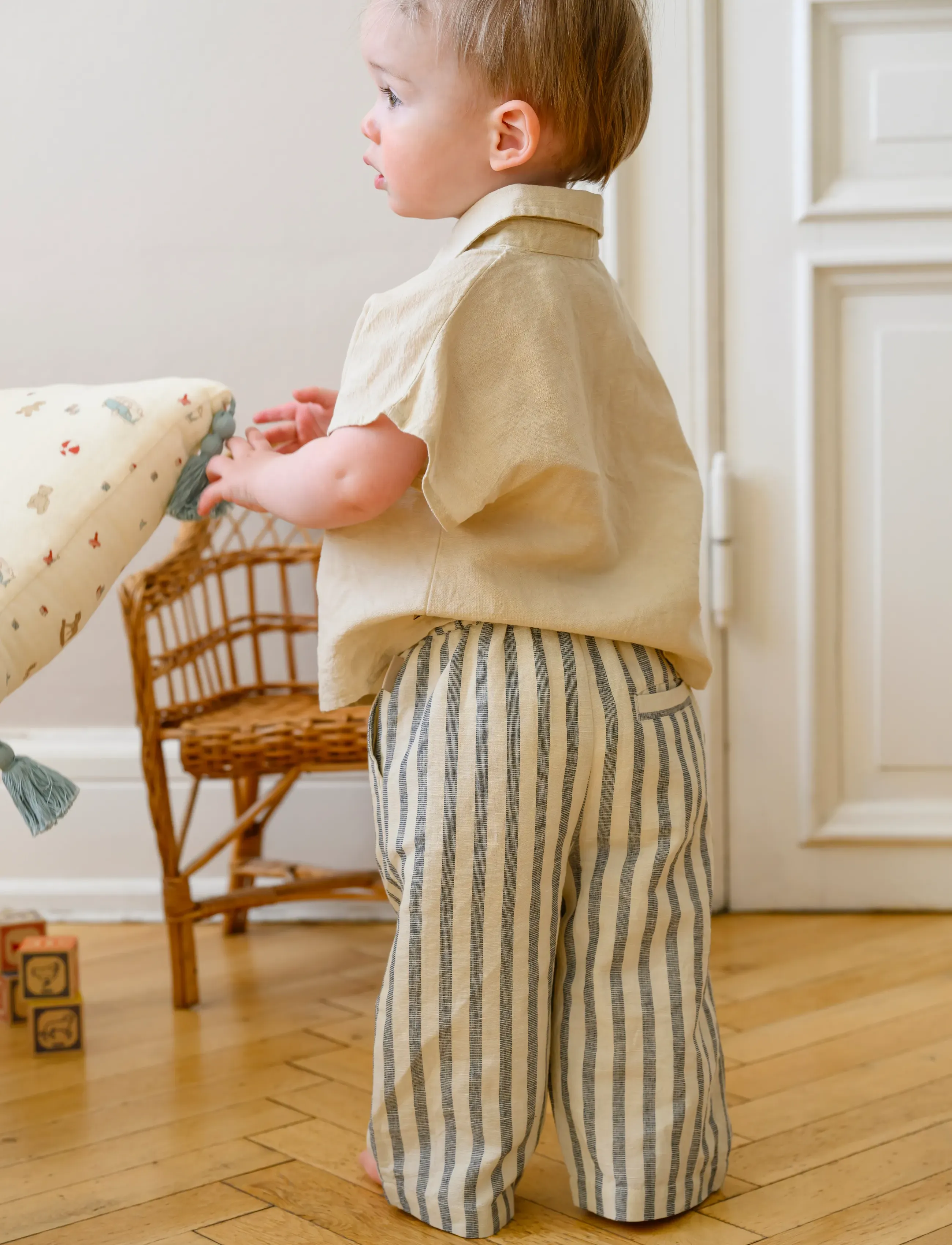 Cam Copenhagen Julian Shirt, 98 Cm Gots Beige Linen, 86, Polo Shirts, - Short-sleeved Kinder
