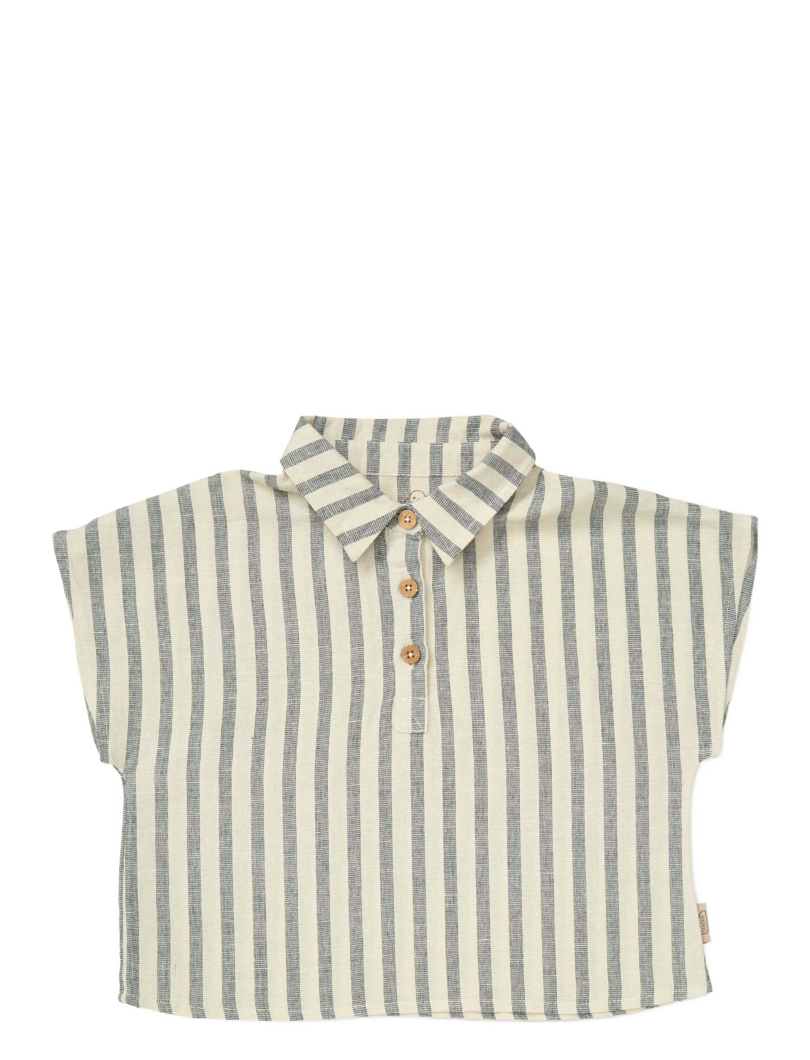 Cam Cam Copenhagen Julian Shirt, 80 cm - GOTS - Beige Linen - Kupuj według rozmiaru - SUMMER STRIPES / cream