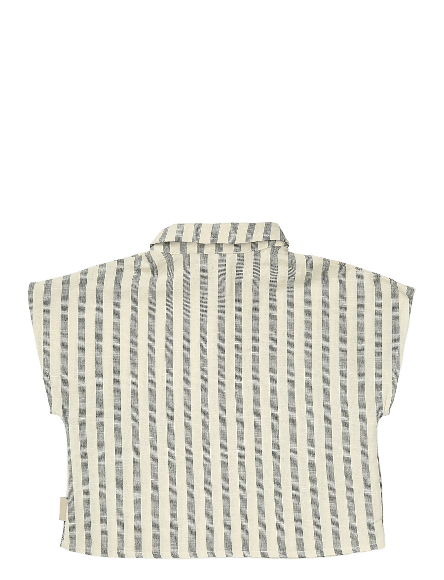 Cam Cam Copenhagen - Julian Shirt, 98 cm - GOTS - Beige Linen - lühikeste varrukatega polod - summer stripes - 2