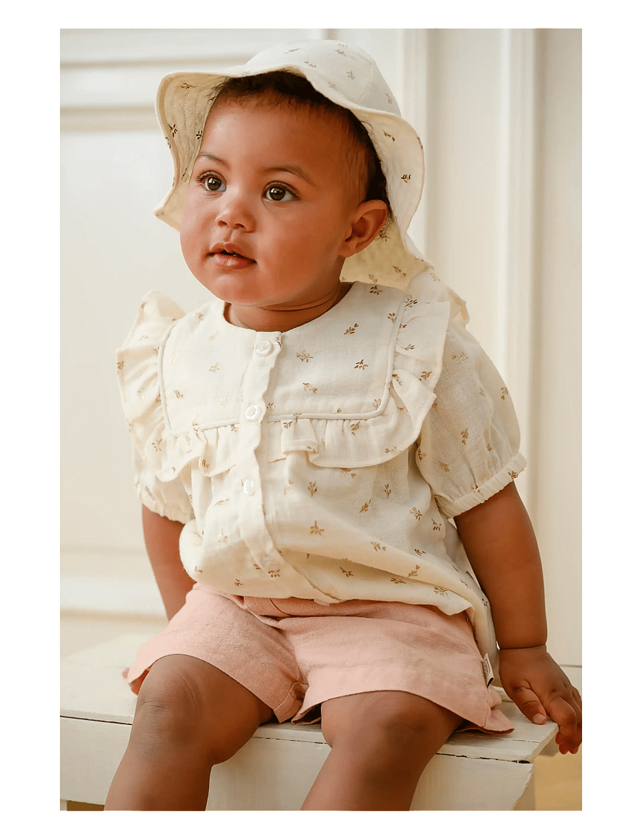 Cam Cam Copenhagen - Lou Sun Hat, 56 cm - GOTS - Gold Flower - päikesemütsid - gold flower - 2