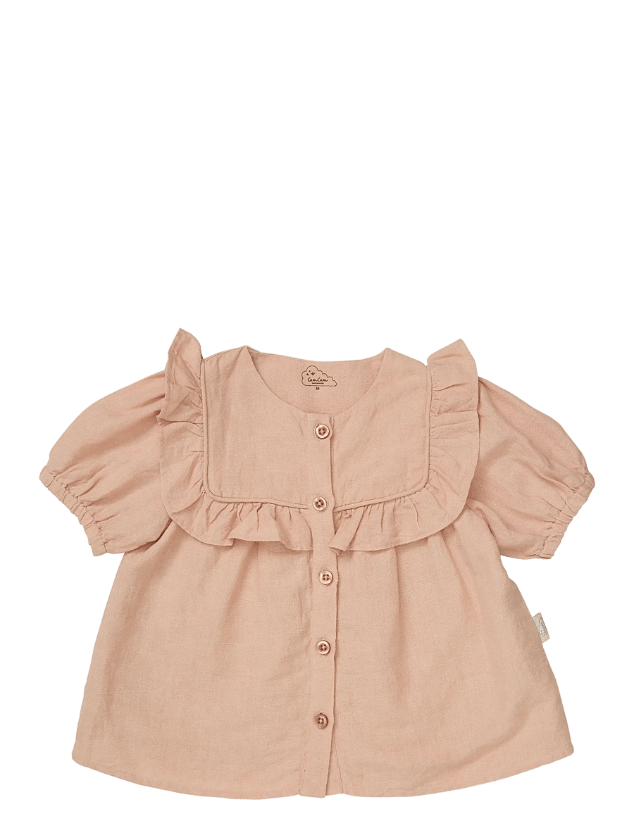 Cam Cam Copenhagen - Cleo Blouse, 80 cm - GOTS - Gold Flower - blússur og kyrtlar - coral - 1