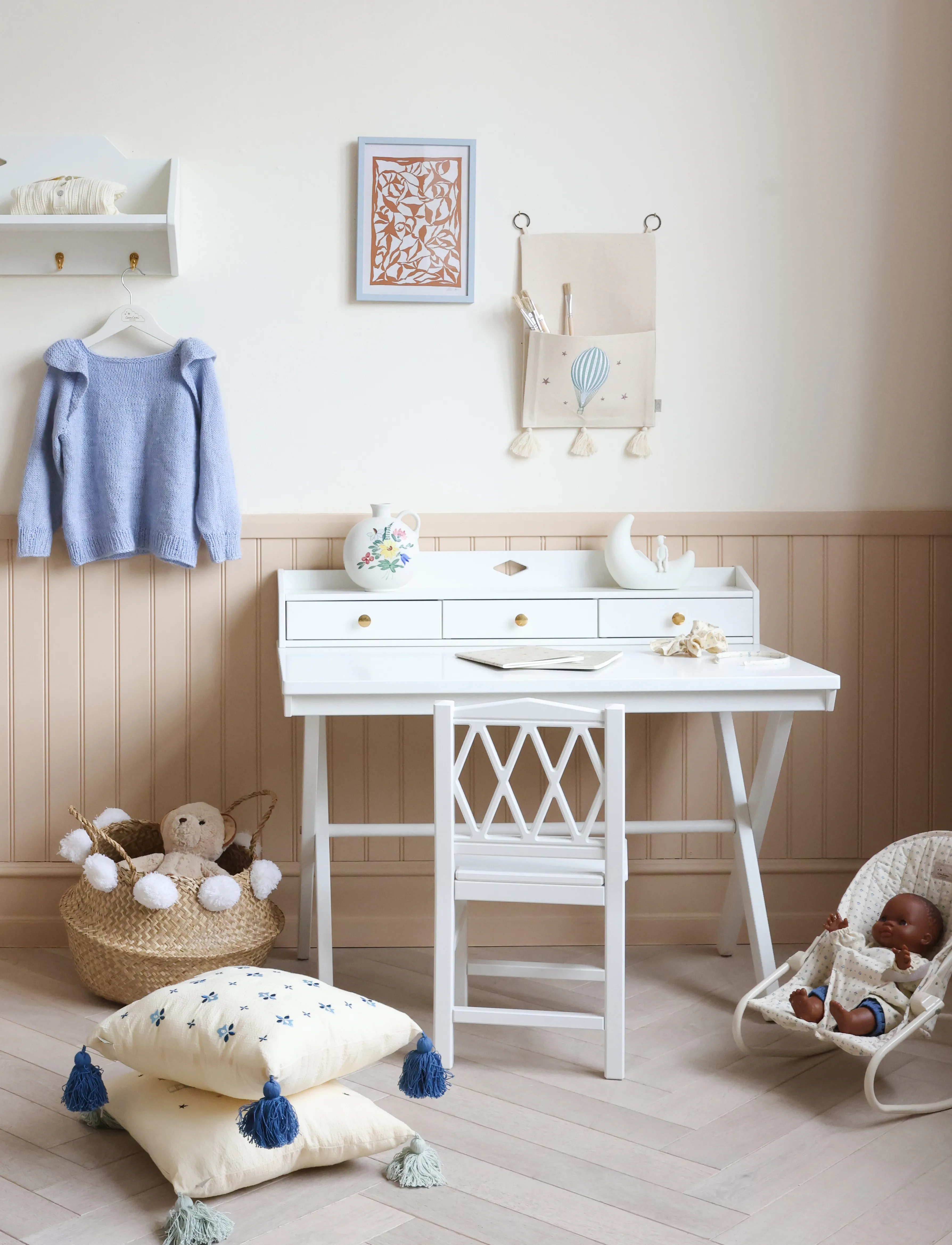 Cam Copenhagen Wall Pocket Gots, One Size, Kids Decor, Creme - Decors, Kinder