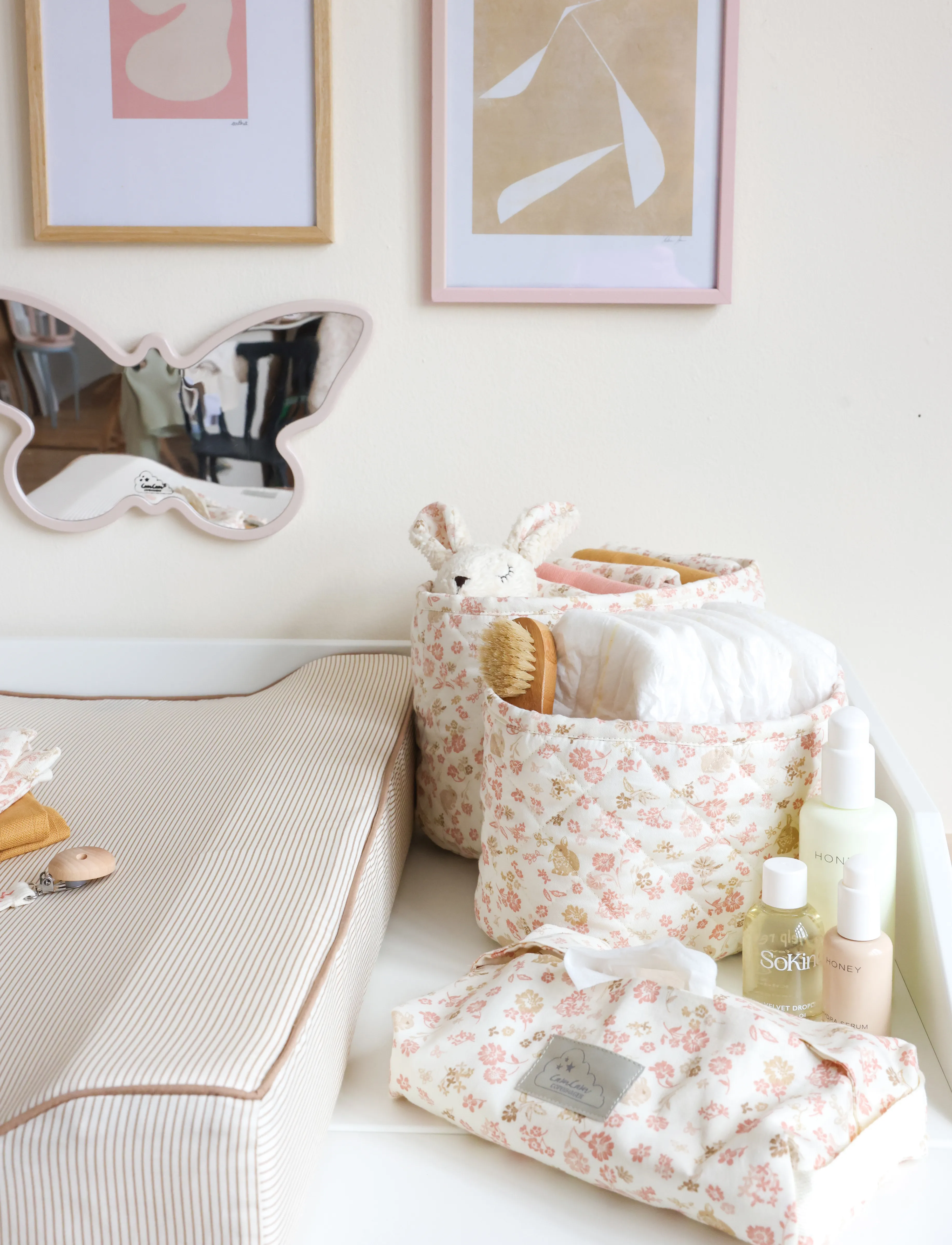 Cam Copenhagen Wet Wipe Cover Gots Classic Stripes Rose, One Size, Care & Hygiene, Rosa - Covers, Kinder
