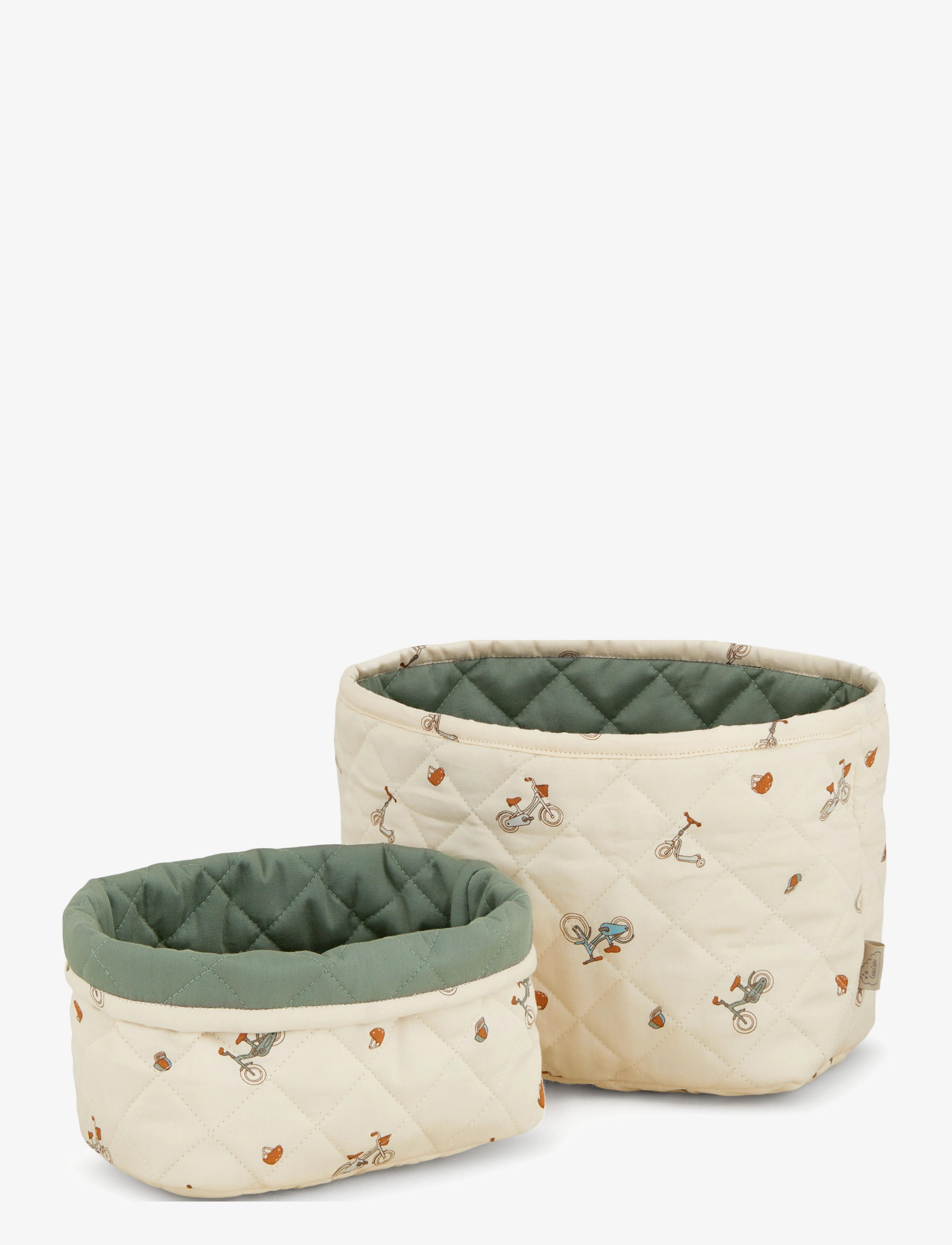 Cam Cam Copenhagen Quilted Storage Basket, Set of Two - OCS - Woodland - Opbevaringskurve - BICYCLES / green