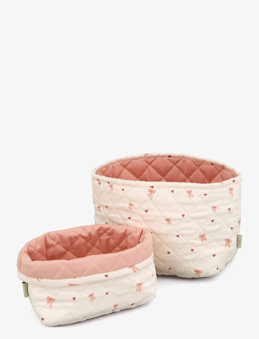 Cam Cam Copenhagen - Quilted Storage Basket, Set of Two - OCS - Classic Stripes Rose - opbevaringskurve - bows - 0