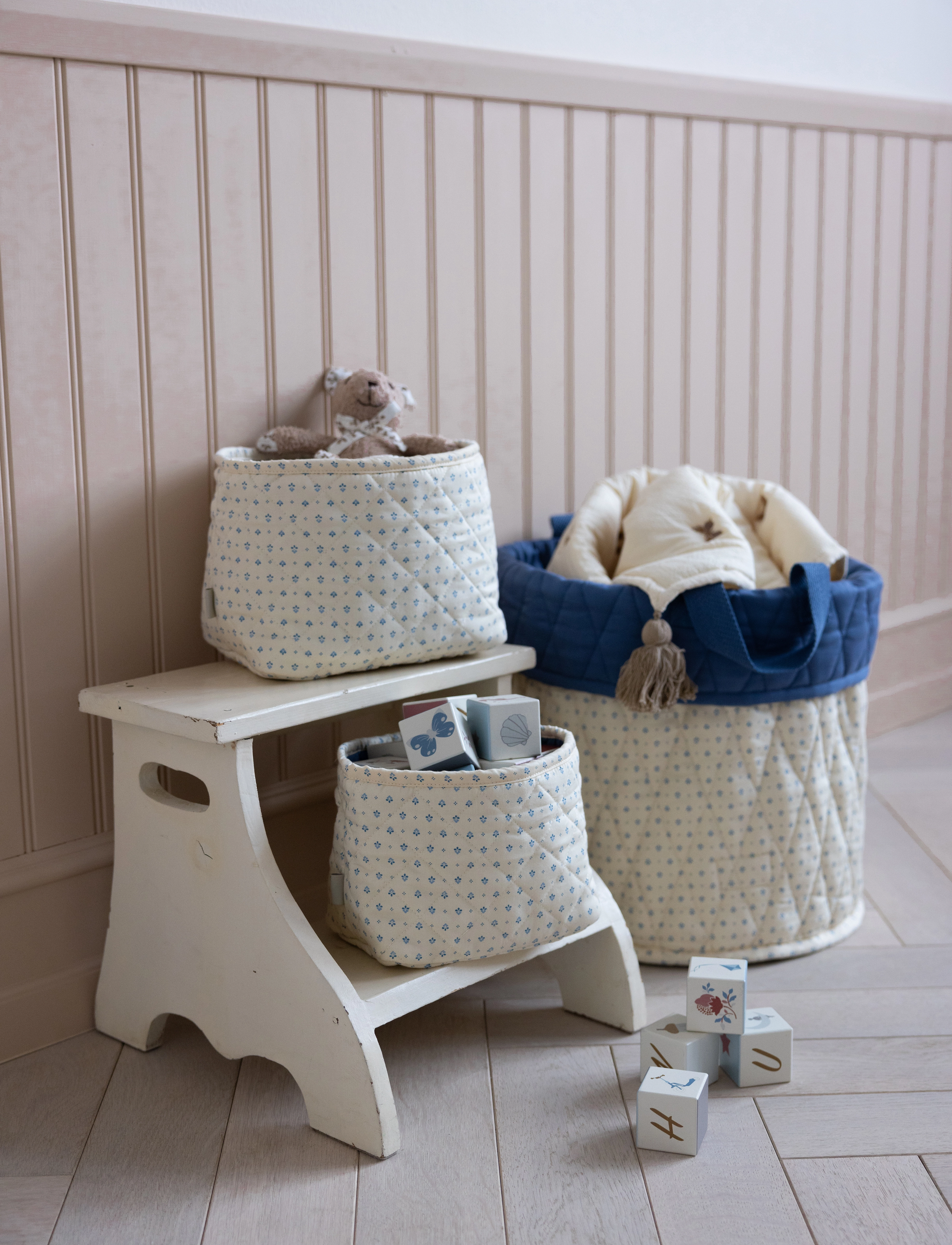Cam Copenhagen Quilted Storage Basket, Set Of Two Ocs Classic Stripes Rose, One Size, Storage, Blau - Baskets, Kinder