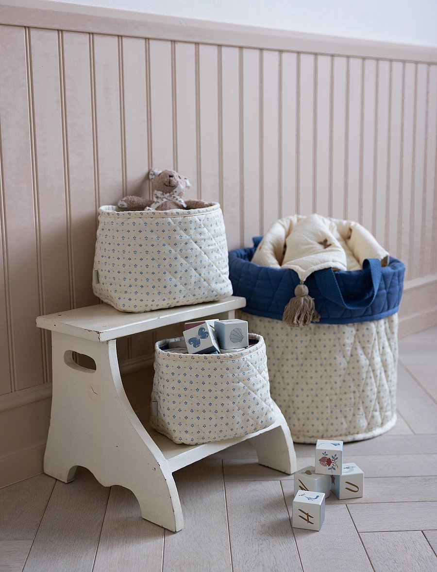 Cam Cam Copenhagen - Quilted Storage Basket, Set of Two - OCS - Classic Stripes Rose - opbevaringskurve - capri - 0
