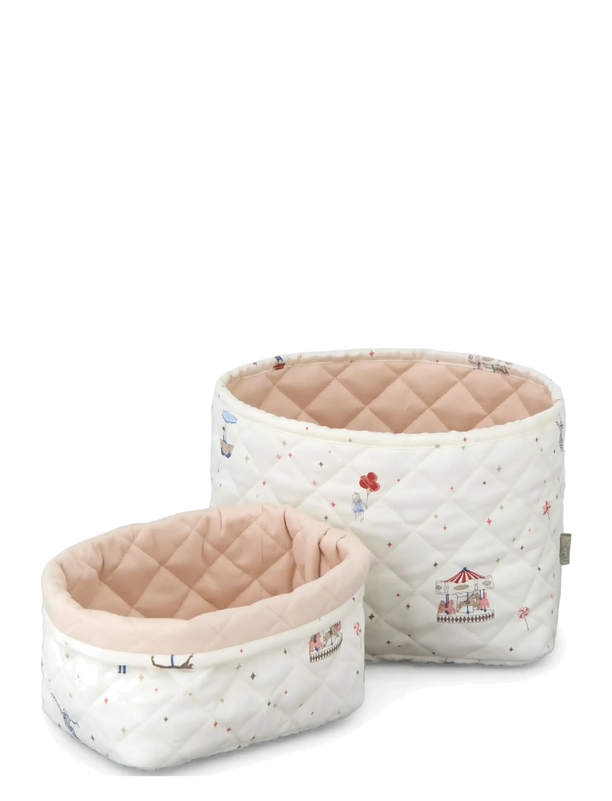 Cam Cam Copenhagen Quilted Storage Basket, Set Of Two Ocs Classic Stripes Rose, Opbevaringskurv, Hvid, Str: ONE SIZE