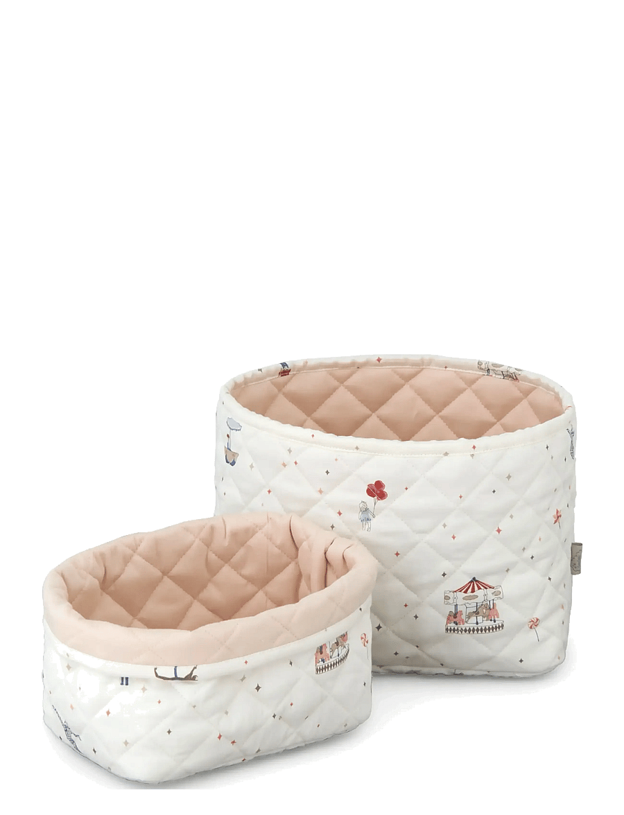 Cam Cam Copenhagen - Quilted Storage Basket, Set of Two - OCS - Classic Stripes Rose - opbevaringskurve - carousel - 1