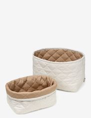 Quilted Storage Basket, Set of Two - CLASSIC STRIPES CAMEL