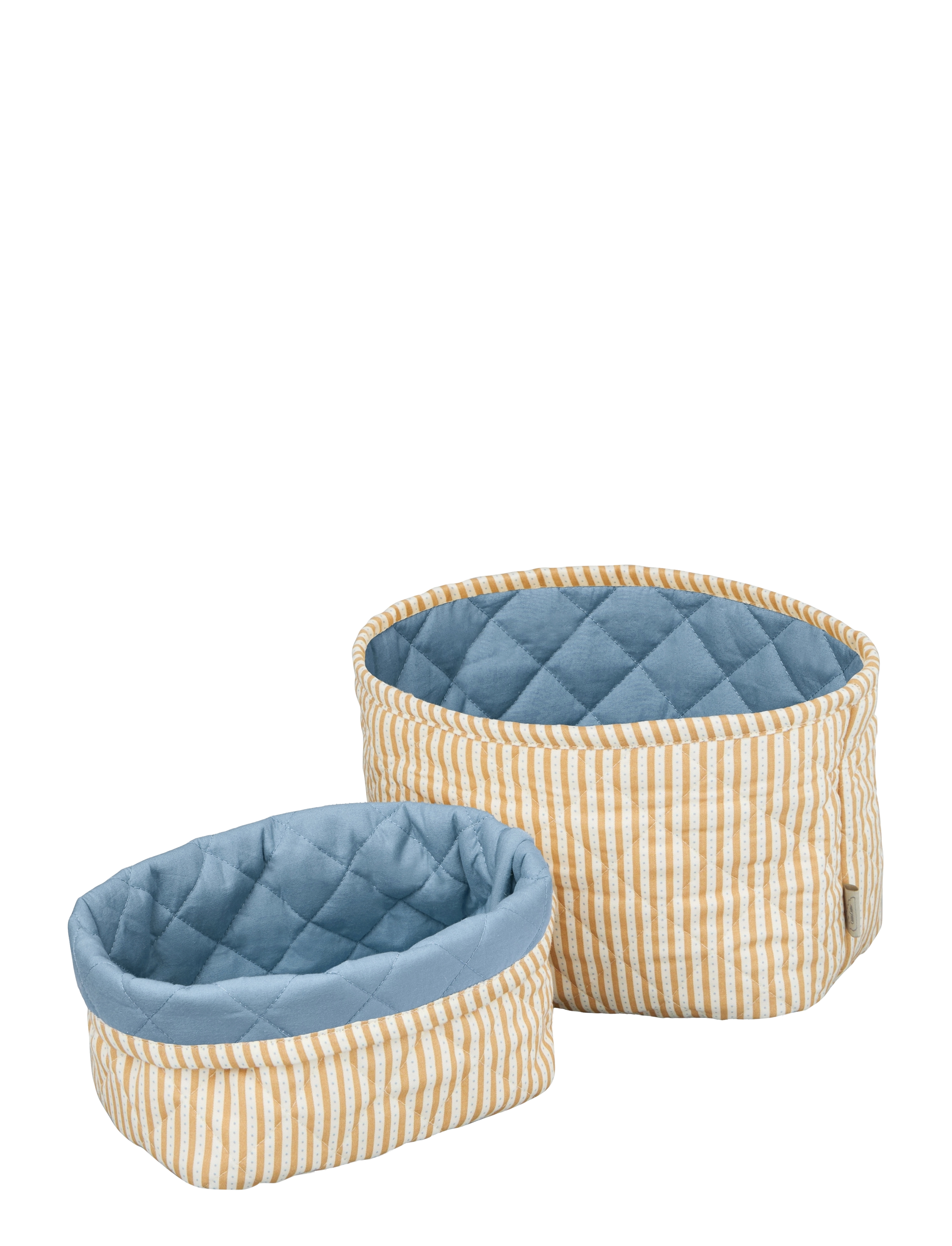 Cam Copenhagen Quilted Storage Basket, Set Of Two Ocs Classic Stripes Rose, One Size, Storage, Beige - Baskets, Kinder