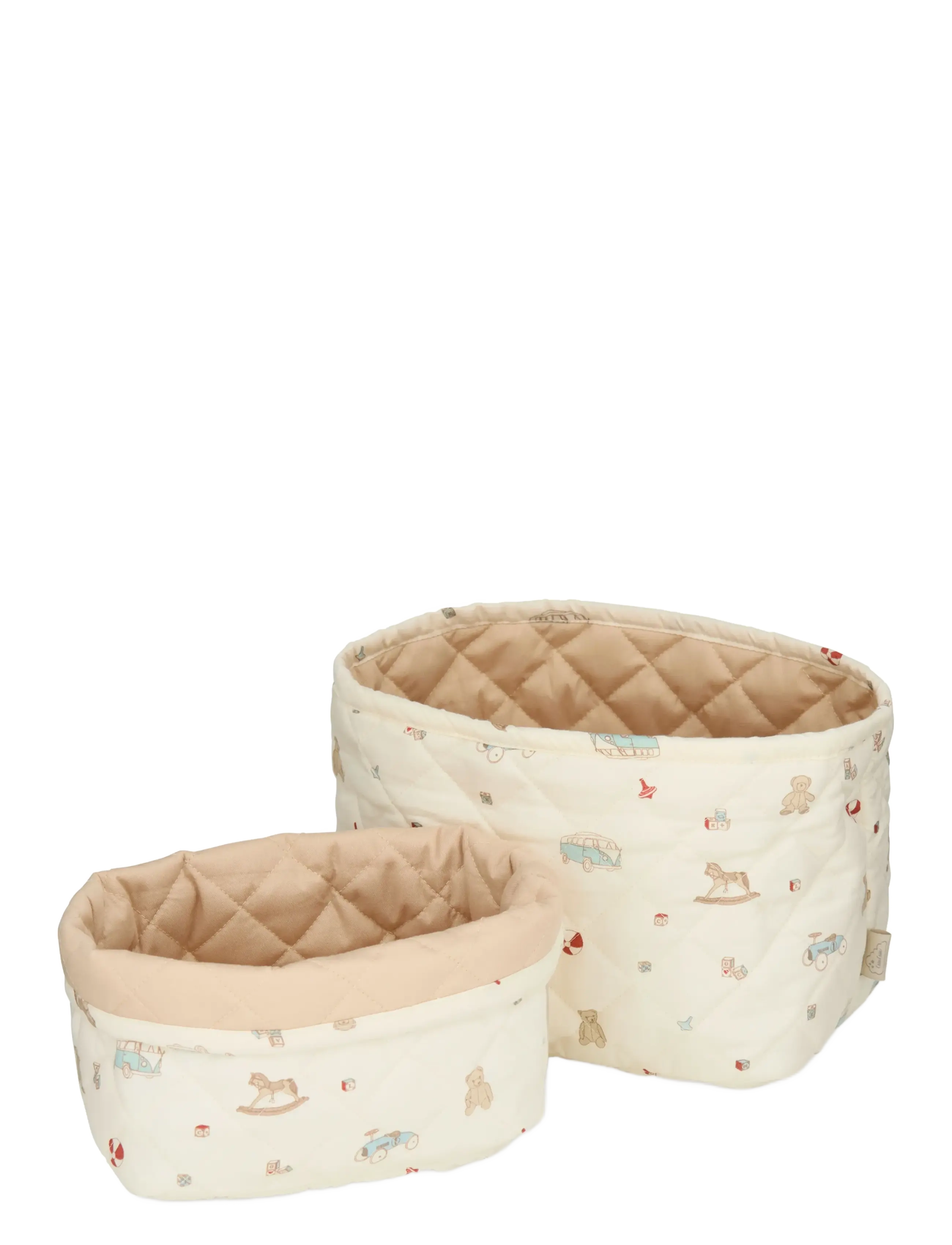 Cam Copenhagen Quilted Storage Basket, Set Of Two Ocs Classic Stripes Rose, One Size, Storage, Creme - Baskets, Kinder