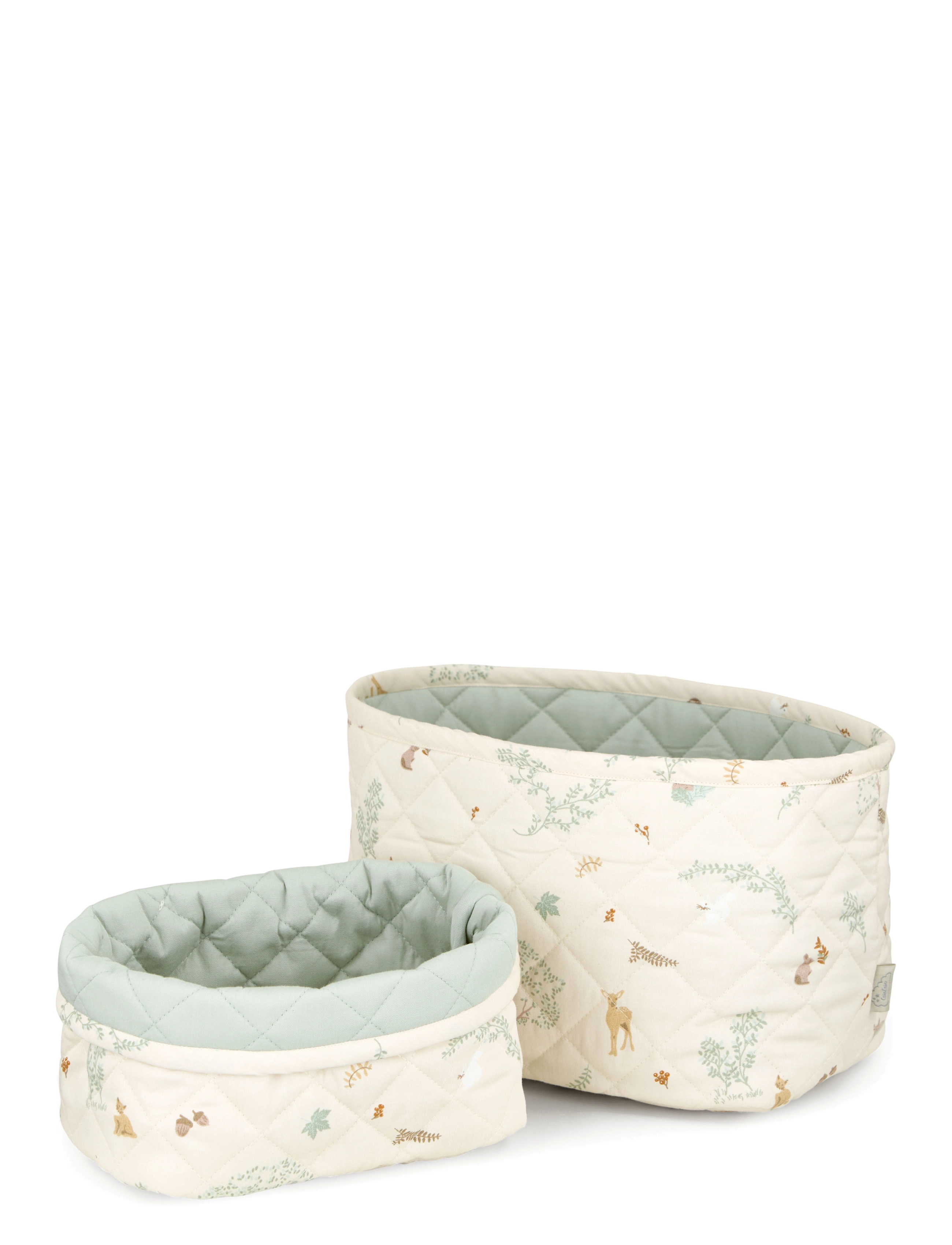Cam Cam Copenhagen Quilted Storage Basket, Set of Two - Opbevaringskurve - WOODLAND / cream