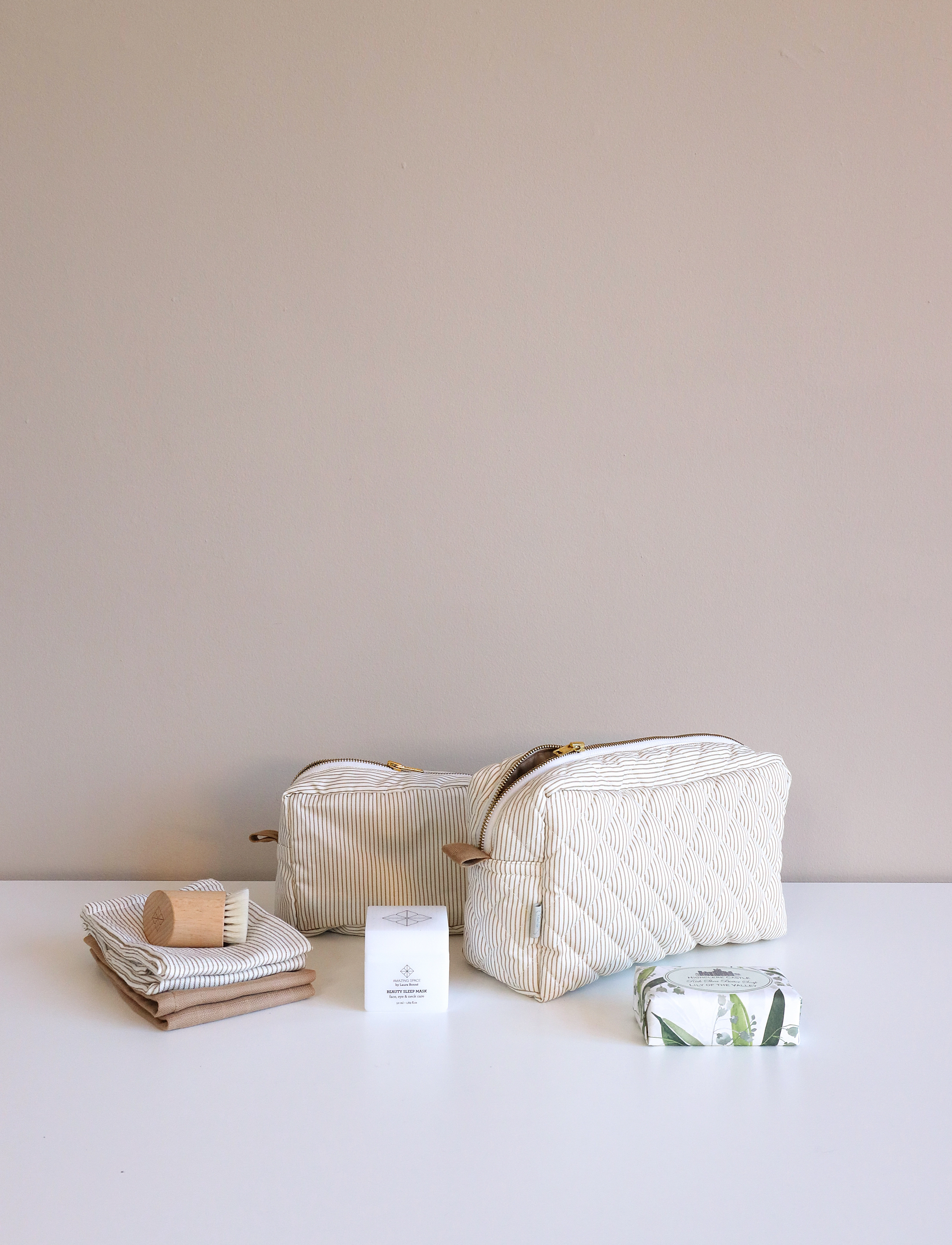 Cam Copenhagen Makeup Bag Ocs Classic Stripes Rose, One Size, Bags, Creme - Toiletry Bag, Kinder