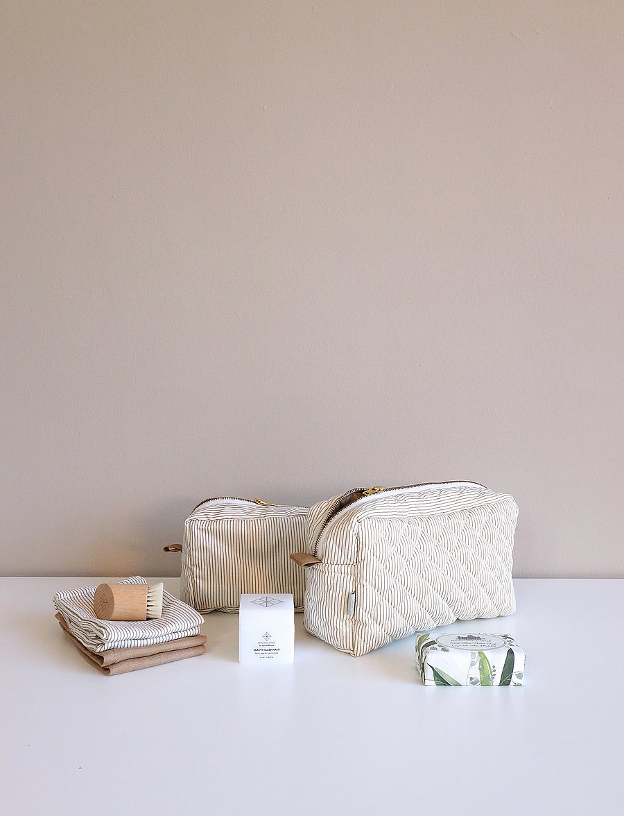 Cam Cam Copenhagen - Makeup Bag - OCS - Classic Stripes Rose - baigner - classic stripes camel - 0