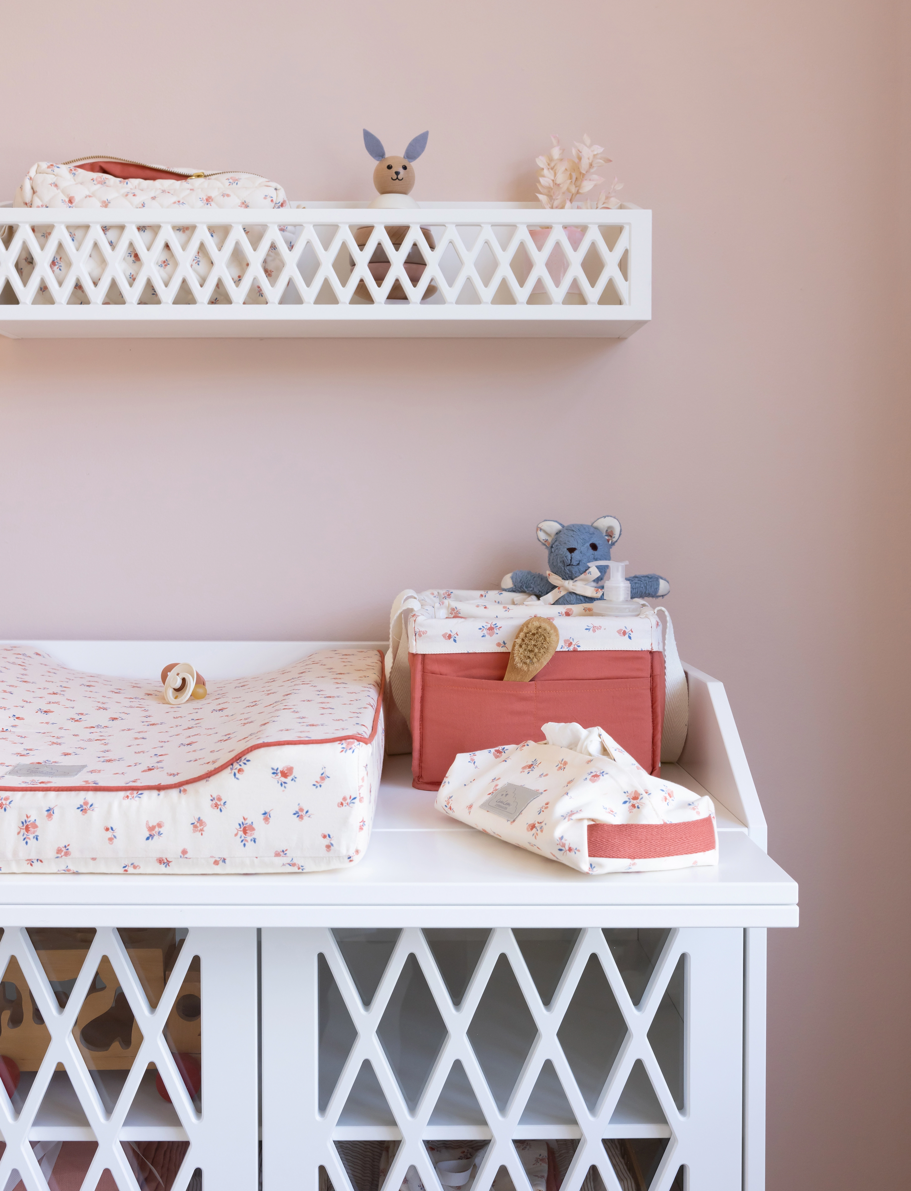 Cam Cam Copenhagen Diaper Caddy - OCS - Classic Stripes Rose - Cam Cam Copenhagen - BERRIES / pink/rose