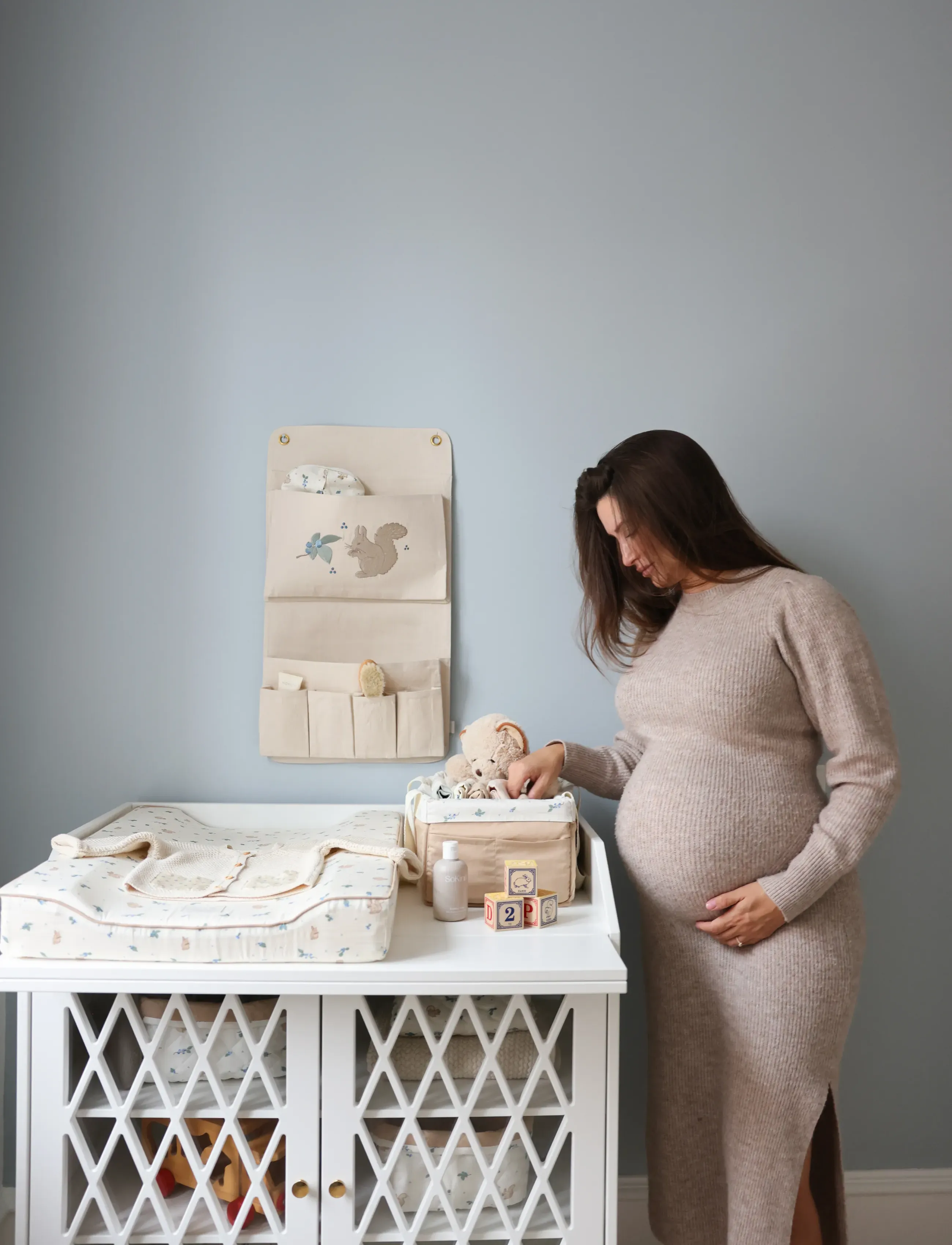 Cam Cam Copenhagen Diaper Caddy - Ocs - Classic Stripes Rose, 32X 15X 23 cm, Beige, Babysenge Og Tilbehør > Organisatorer Til Tremmesenge, Børn