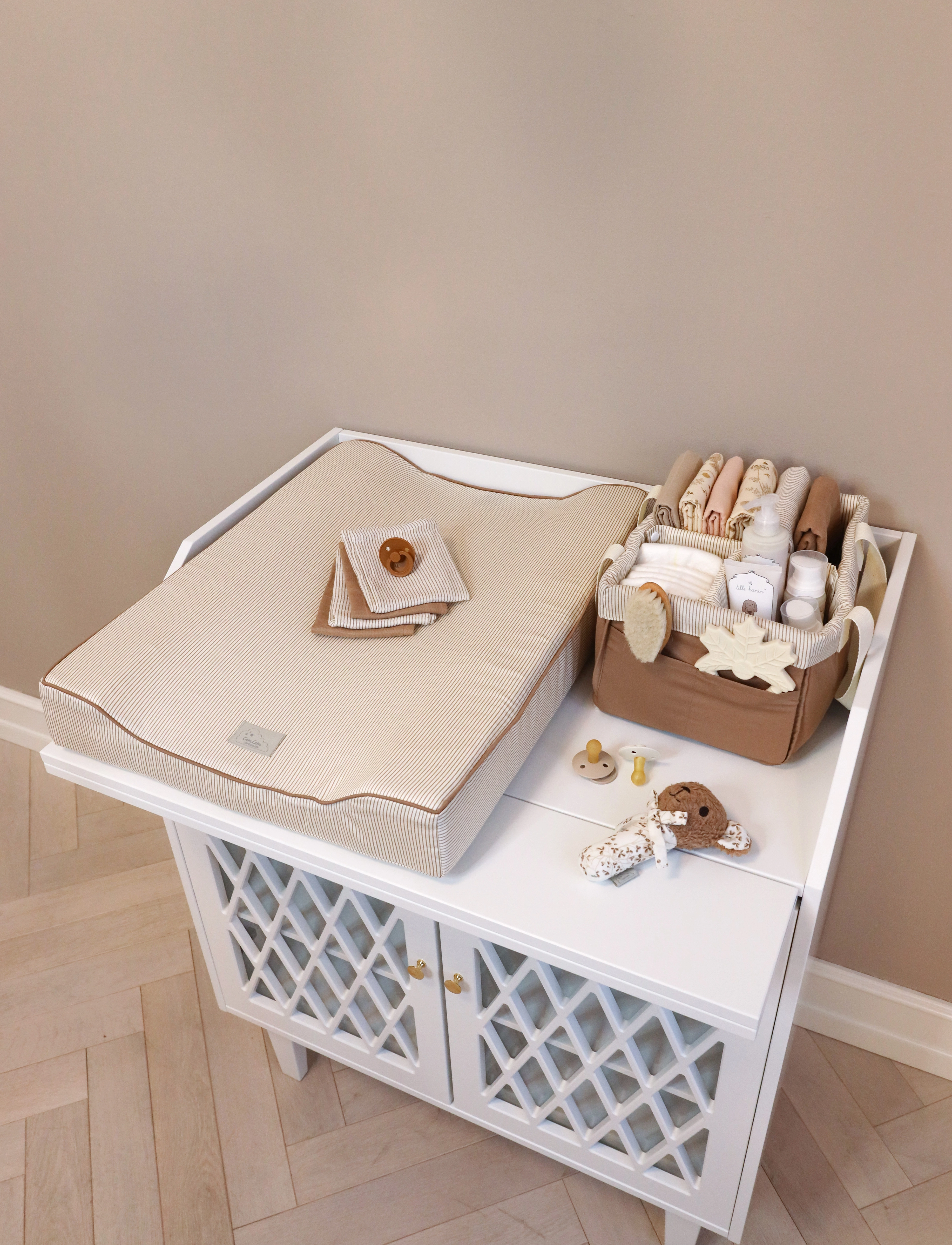 Cam Cam Copenhagen Diaper Caddy - Ocs - Classic Stripes Rose, 32X 15X 23 cm, Beige, Babysenge Og Tilbehør > Organisatorer Til Tremmesenge, Børn