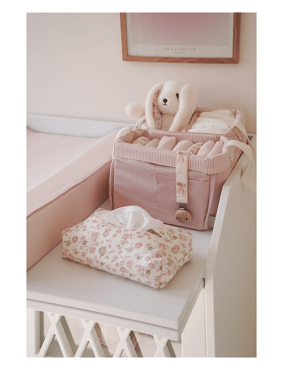 Cam Cam Copenhagen - Diaper Caddy - OCS - Bows - opbevaring til puslebord - classic stripes rose - 3