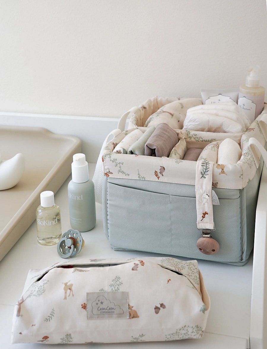 Cam Cam Copenhagen - Diaper Caddy - OCS - Bows - opbevaring til puslebord - woodland - 0