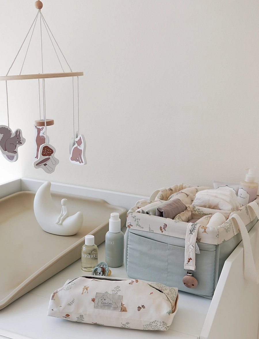 Cam Cam Copenhagen - Diaper Caddy - OCS - Bows - opbevaring til puslebord - woodland - 2