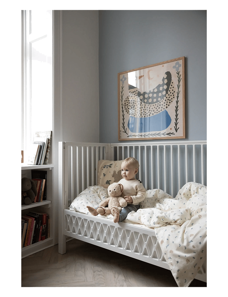Cam Cam Copenhagen - Harlequin Baby Bed, 60x120cm - White - spjälsängar - white - 3