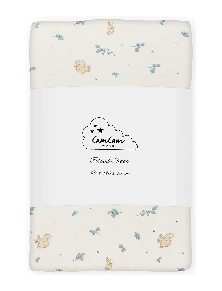 Cam Cam Copenhagen - Fitted Sheet, 60x120x15cm - GOTS - Blueberries - lagner - blueberries - 0
