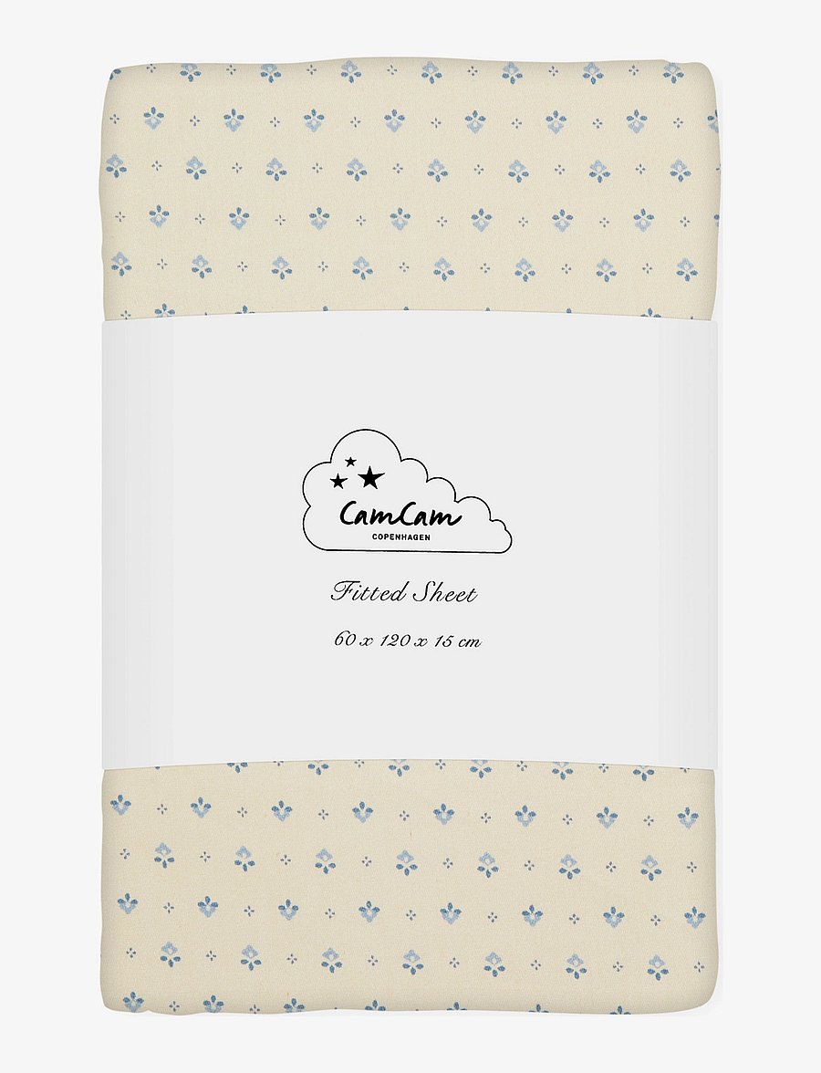 Cam Cam Copenhagen - Fitted Sheet, 60x120x15cm - GOTS - Blueberries - lagner - capri - 0