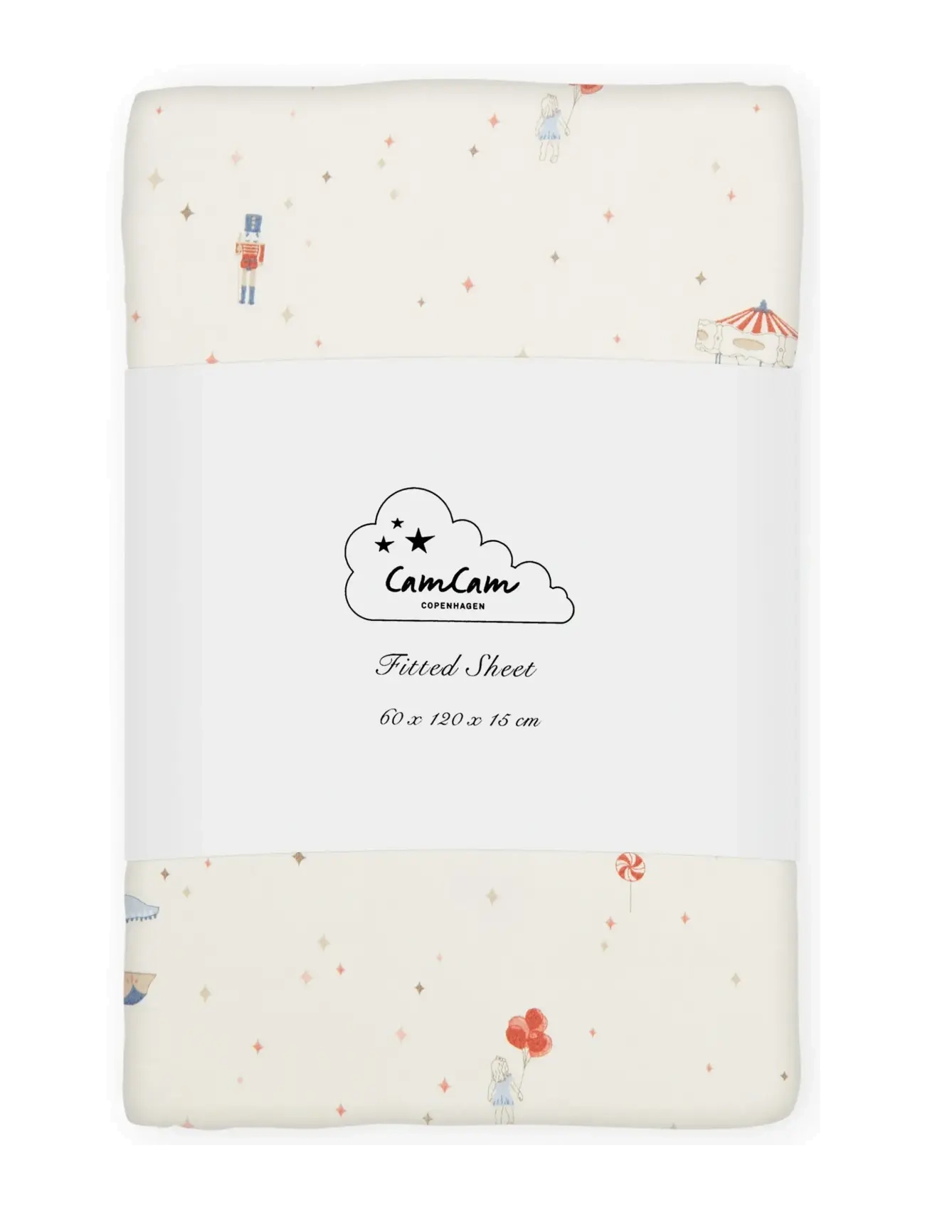 Cam Cam Copenhagen Fitted Sheet, 60x120x15cm - GOTS - Carousel - Vuodevaatteet - CAROUSEL / cream