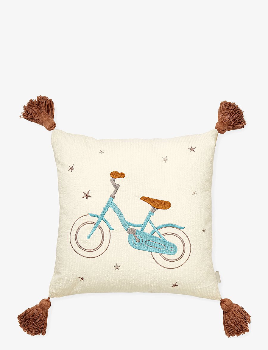 Cam Cam Copenhagen - Embroidered Cushion - OCS - Woodland - sierkussens - bicycles - 1