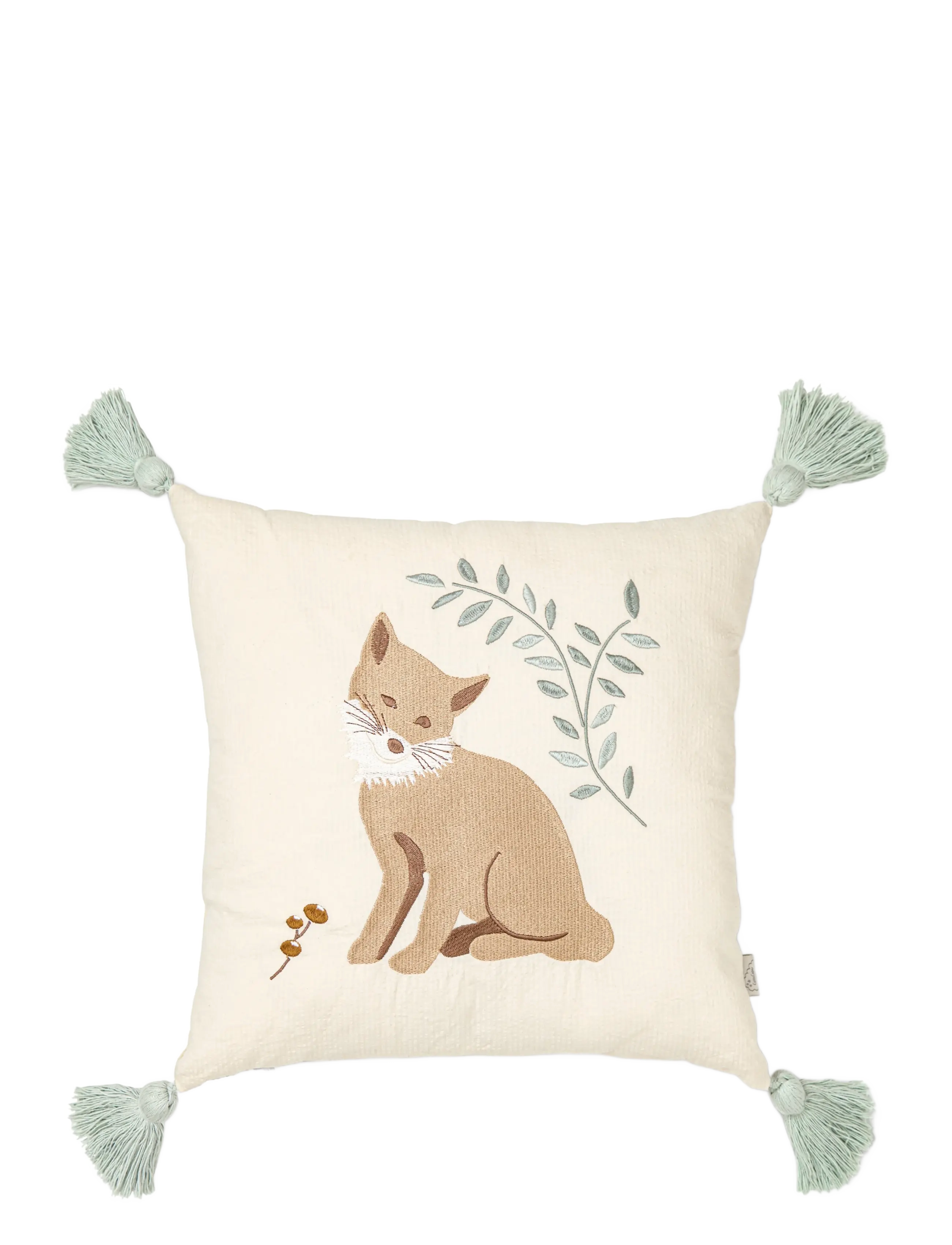 Cam Cam Copenhagen Embroidered Cushion - OCS - Woodland - Inspiration - WOODLAND / cream