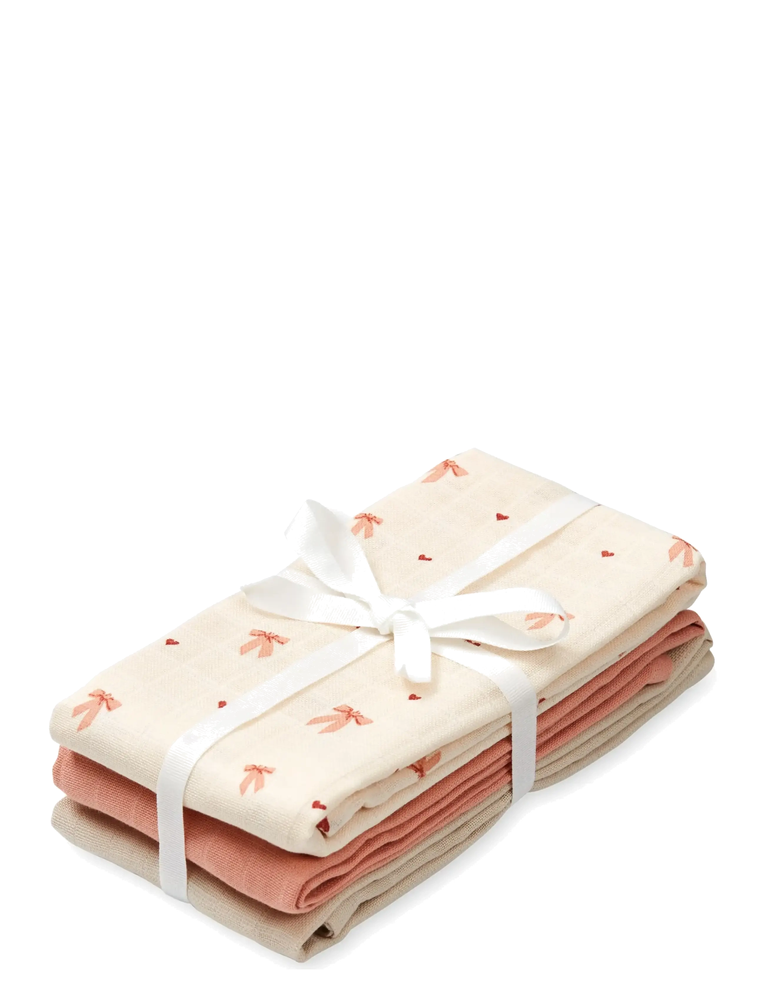 Cam Cam Copenhagen Muslin Cloth, 3-pack - GOTS Mix - Classic Stripes Rose - Musliin linad - BOWS / cream