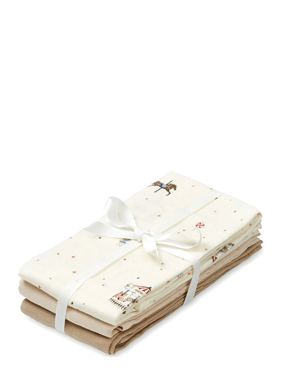 Cam Cam Copenhagen - Muslin Cloth, 3-pack - GOTS Mix - Rowan - linges en mousseline - carousel - 0