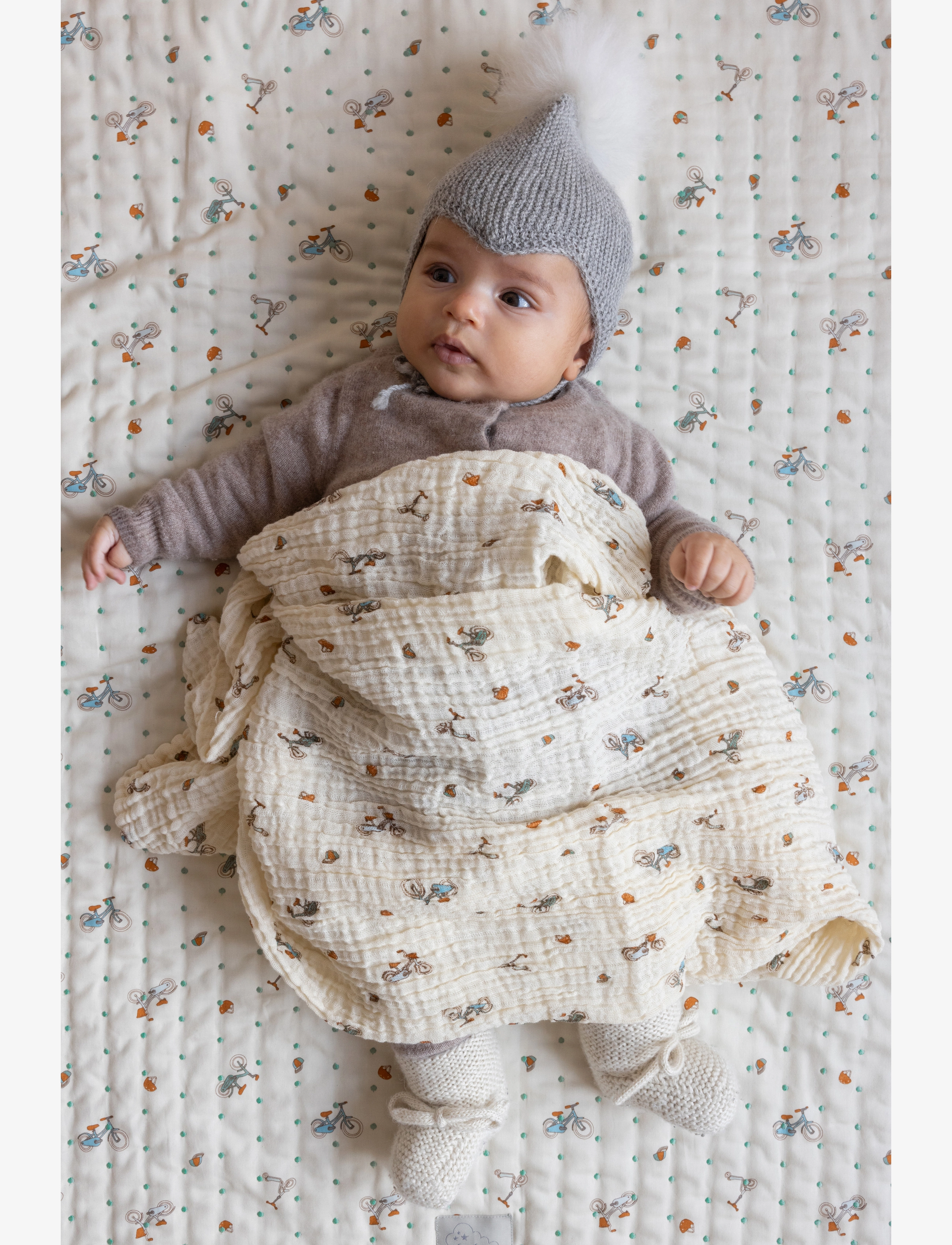 Cam Cam Copenhagen - Swaddle - GOTS - Carousel - muslin blankets - bicycles - 1