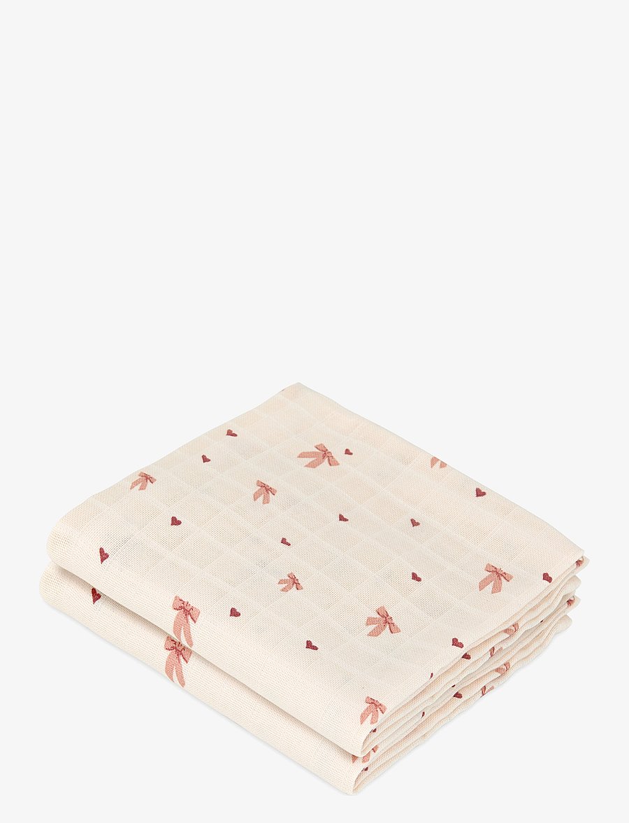 Cam Cam Copenhagen - Muslin Cloth, Printed, 2-pack - GOTS - Classic Stripes Rose - musliinist tekid - bows - 0
