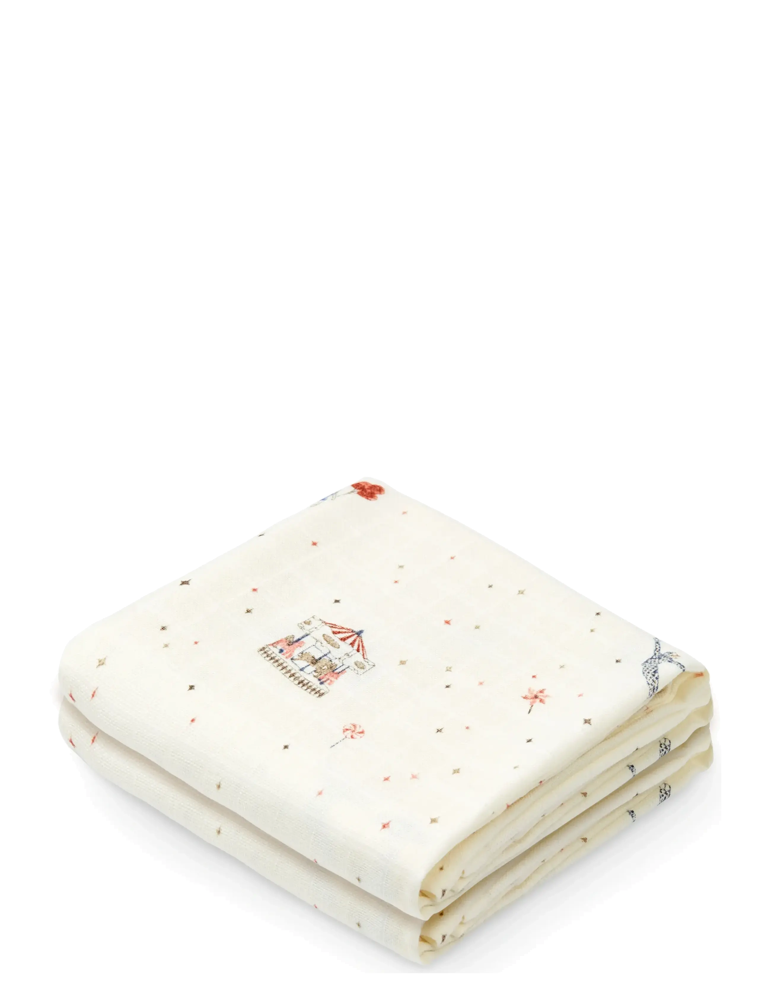 Cam Cam Copenhagen Muslin Cloth, Printed, 2-pack - GOTS - Rowan - Pieluszki materiałowe - CAROUSEL / cream