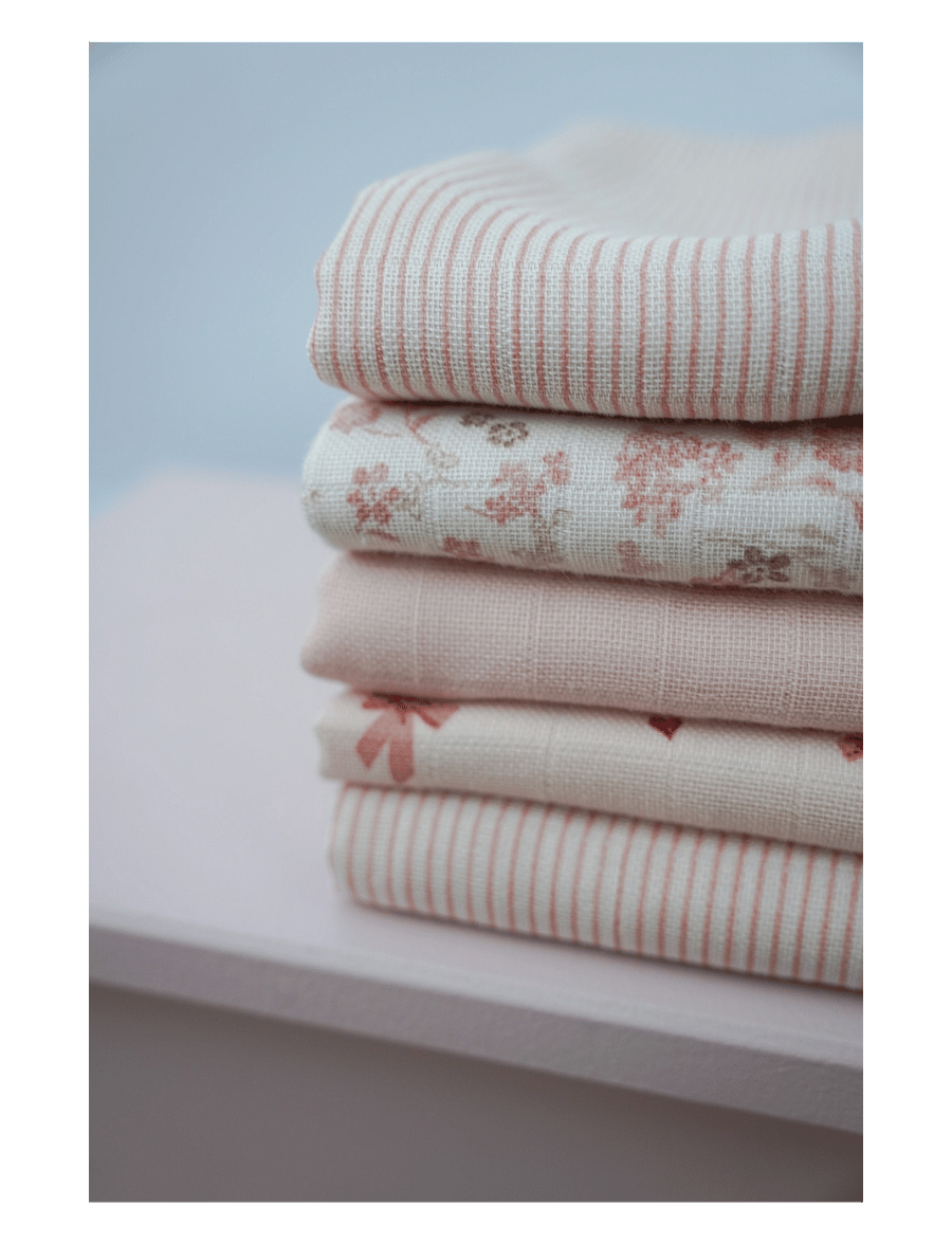 Cam Cam Copenhagen - Muslin Cloth, Printed, 2-pack - GOTS - Classic Stripes Rose - musliinist tekid - classic stripes rose - 2
