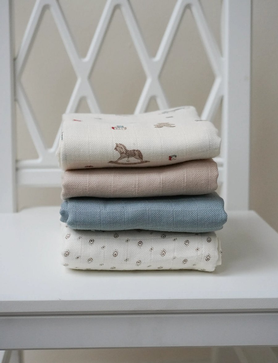 Cam Cam Copenhagen - Muslin Cloth, Printed, 2-pack - GOTS - Rowan - musliinist tekid - vintage toys - 0