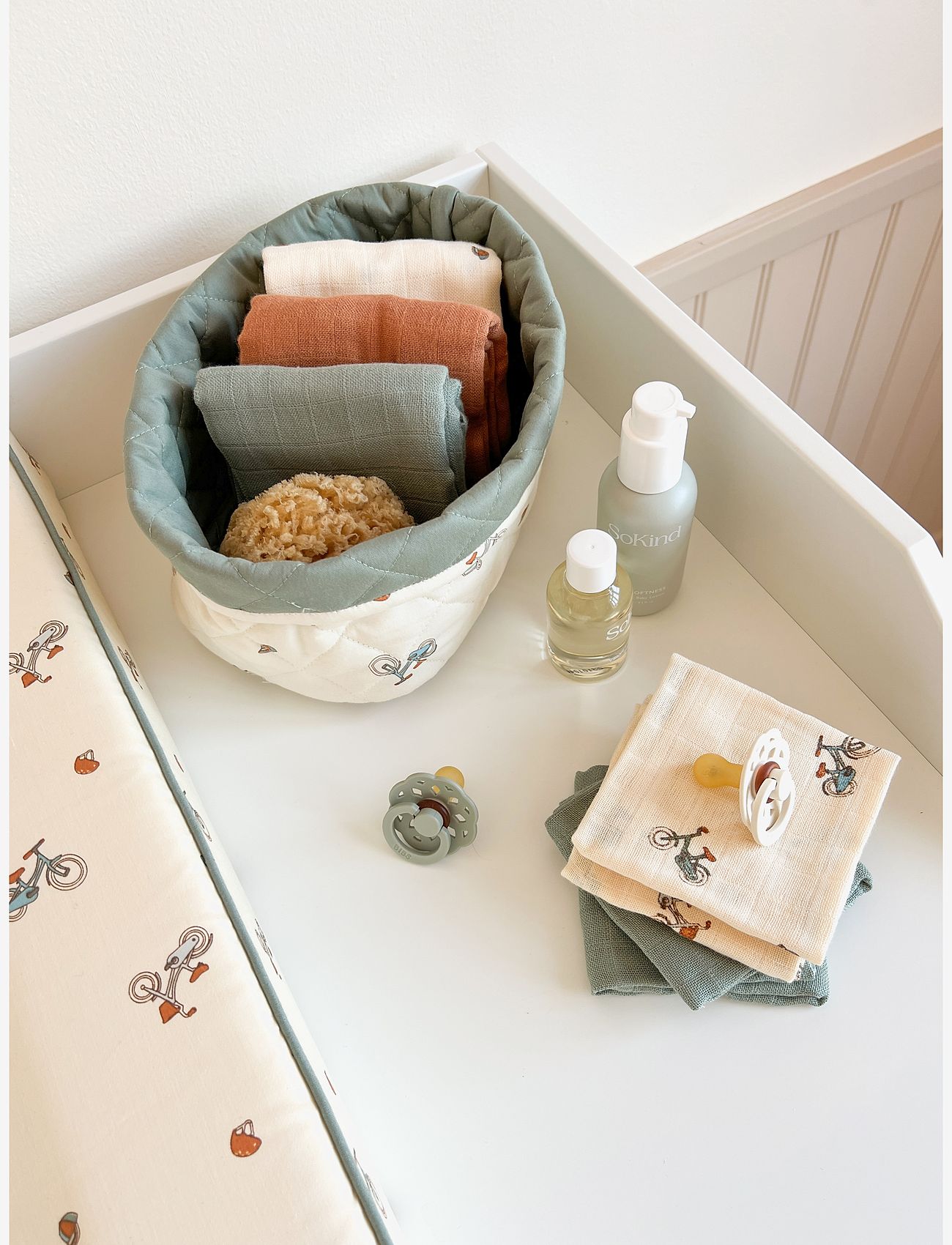 Cam Cam Copenhagen - Wash Cloth, 4 pack - GOTS - Vintage Toys - klude - bicycles - 1